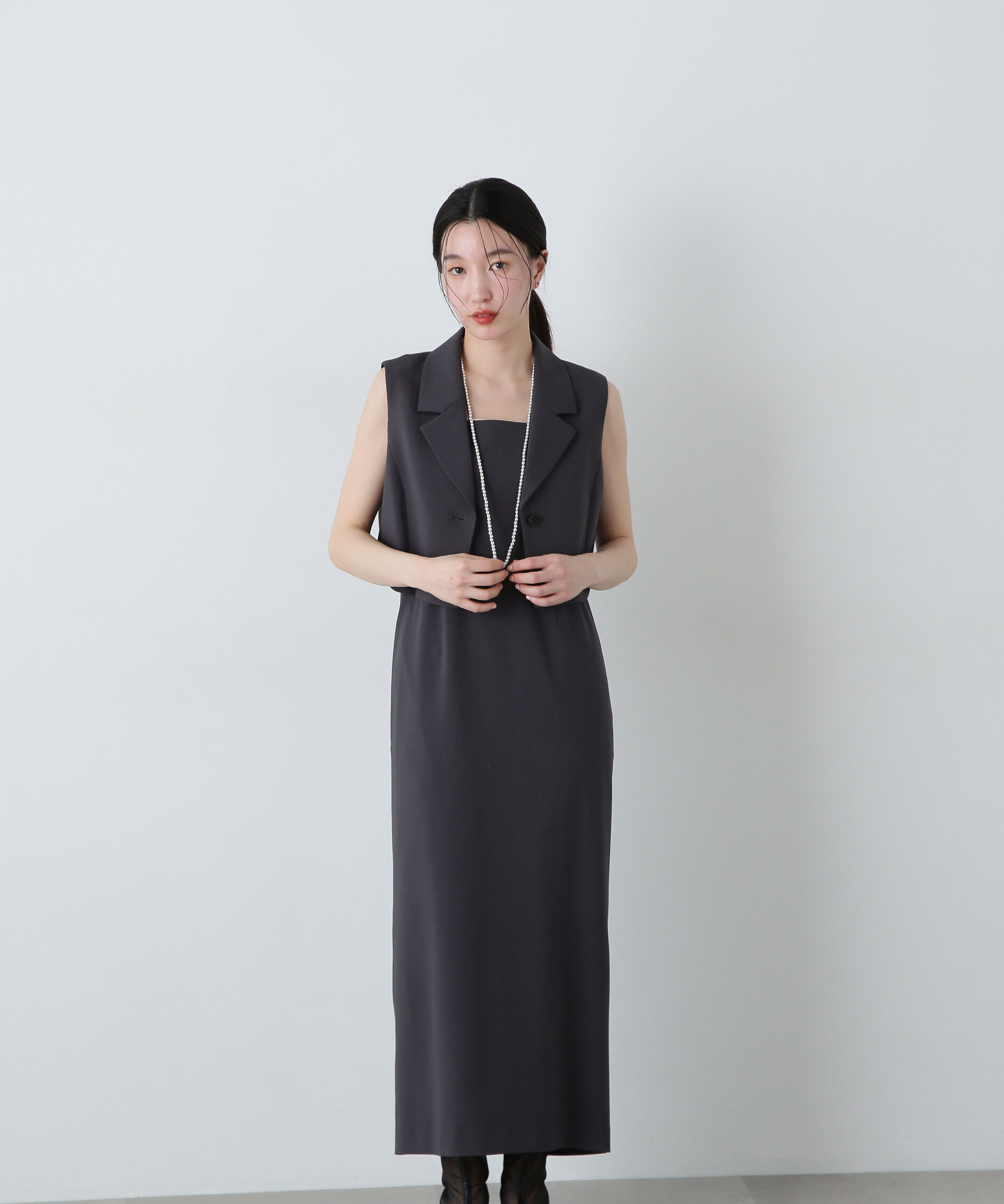  「テーラードジレ＆キャミワンピースセット」|ワンピース|