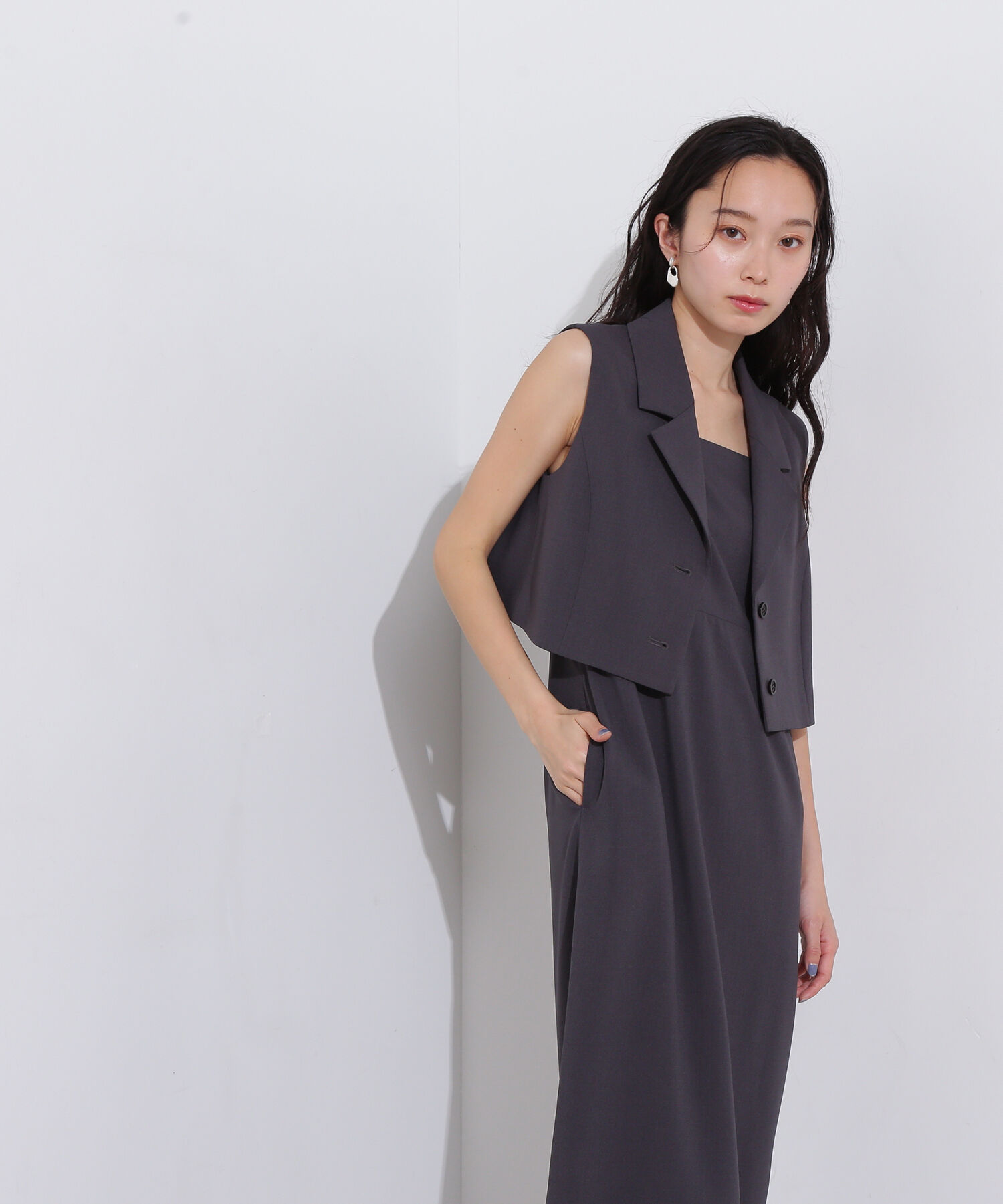  「テーラードジレ＆キャミワンピースセット」|ワンピース|