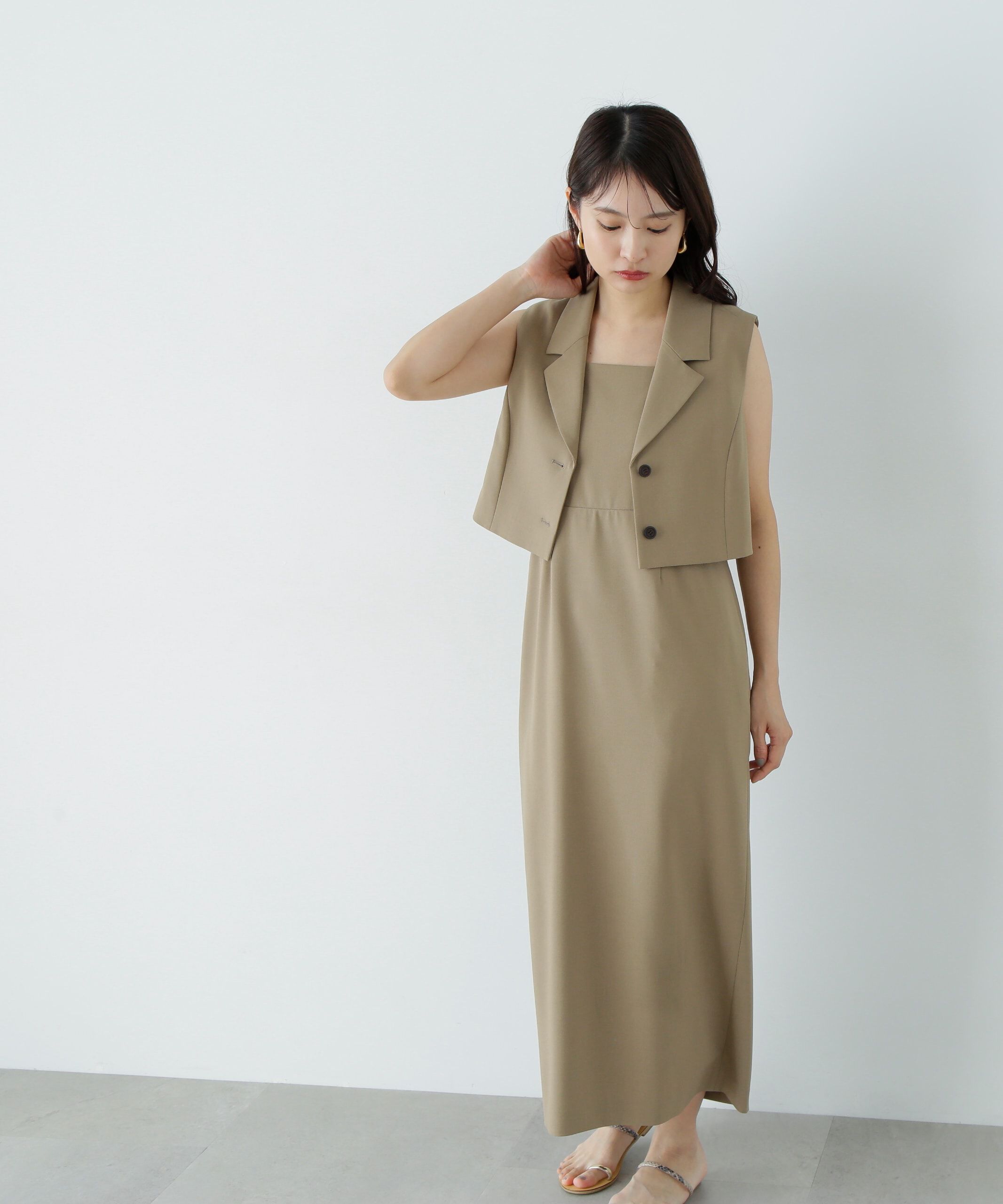  「テーラードジレ＆キャミワンピースセット」|ワンピース|