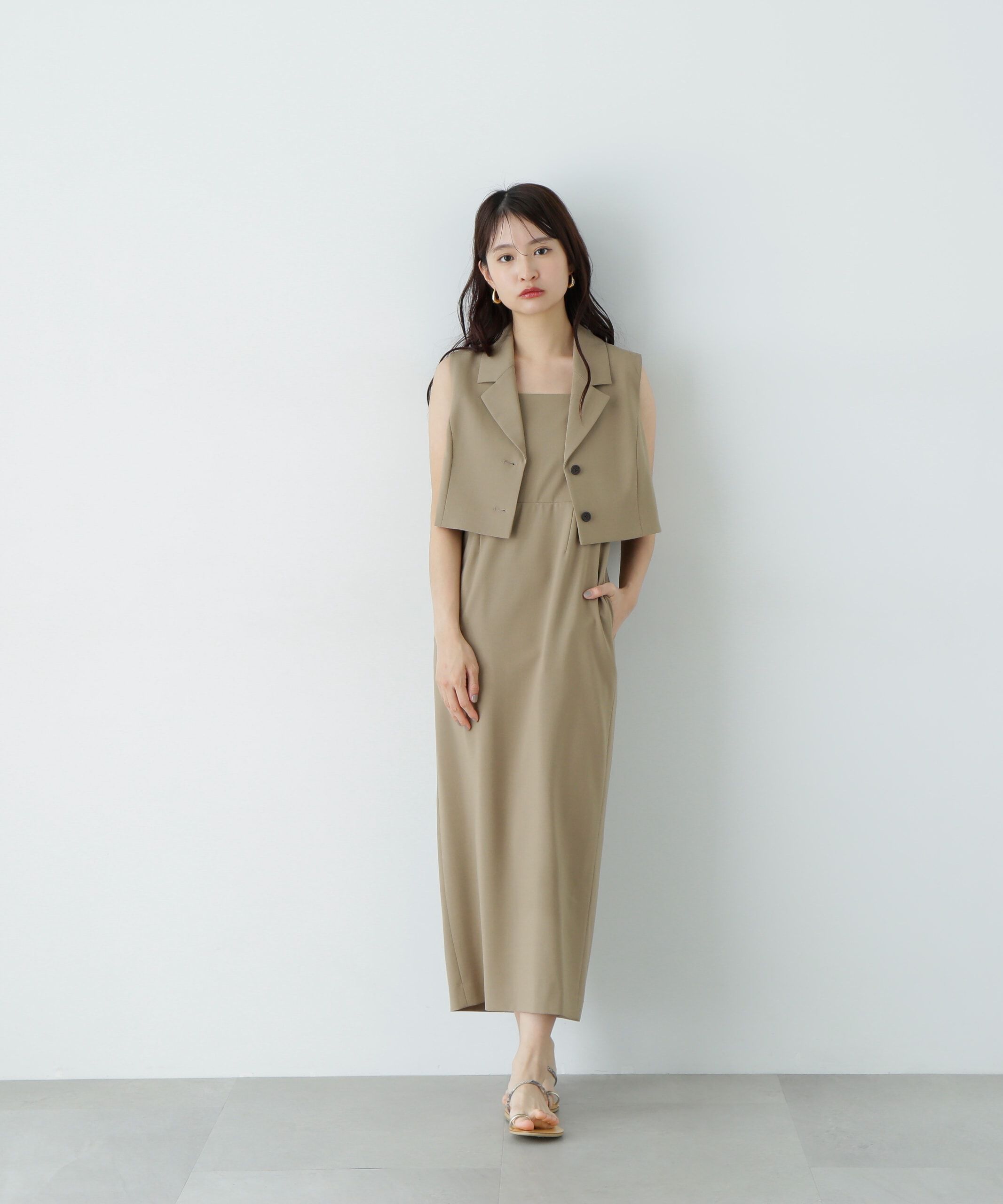  「テーラードジレ＆キャミワンピースセット」|ワンピース|