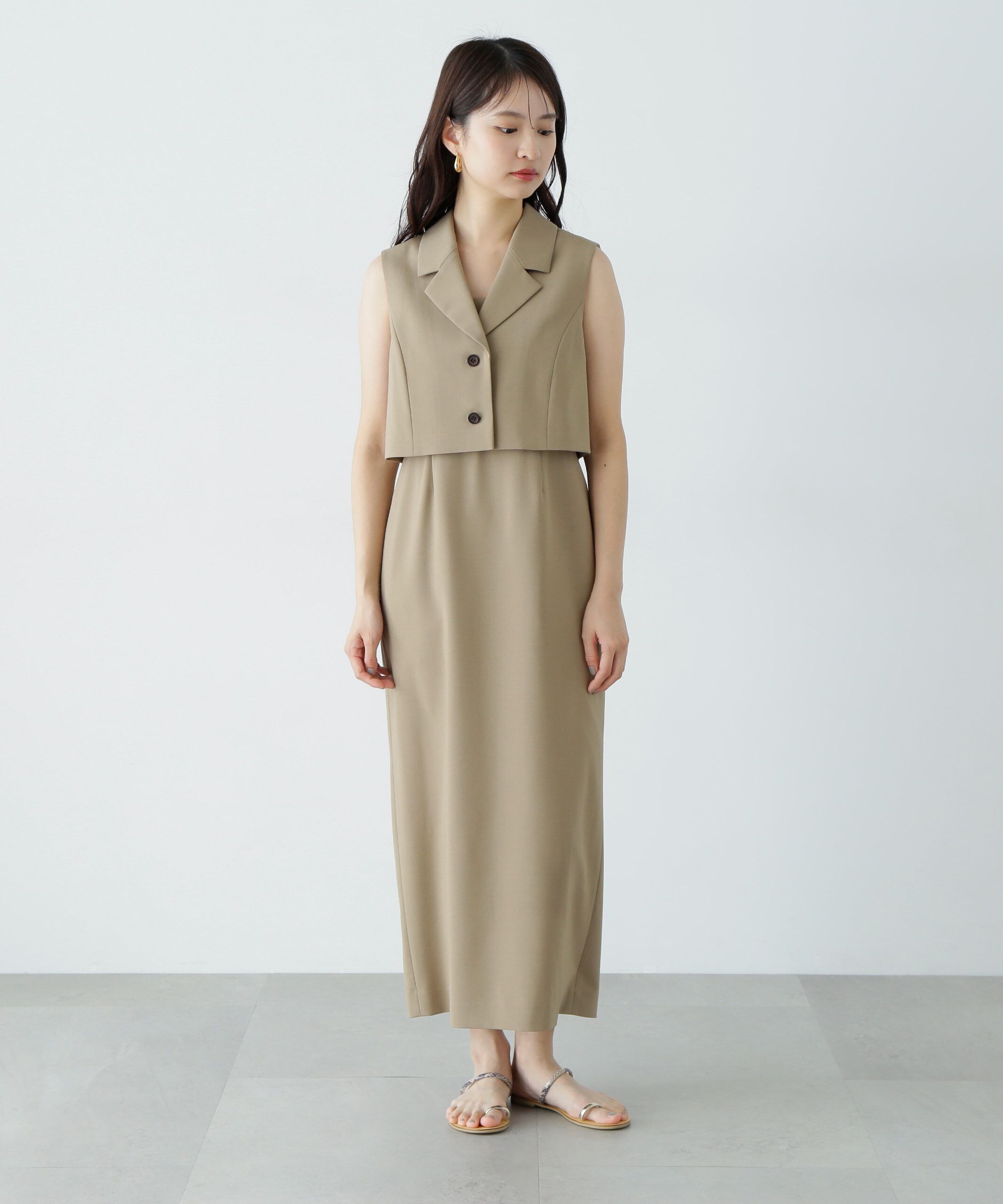  「テーラードジレ＆キャミワンピースセット」|ワンピース|