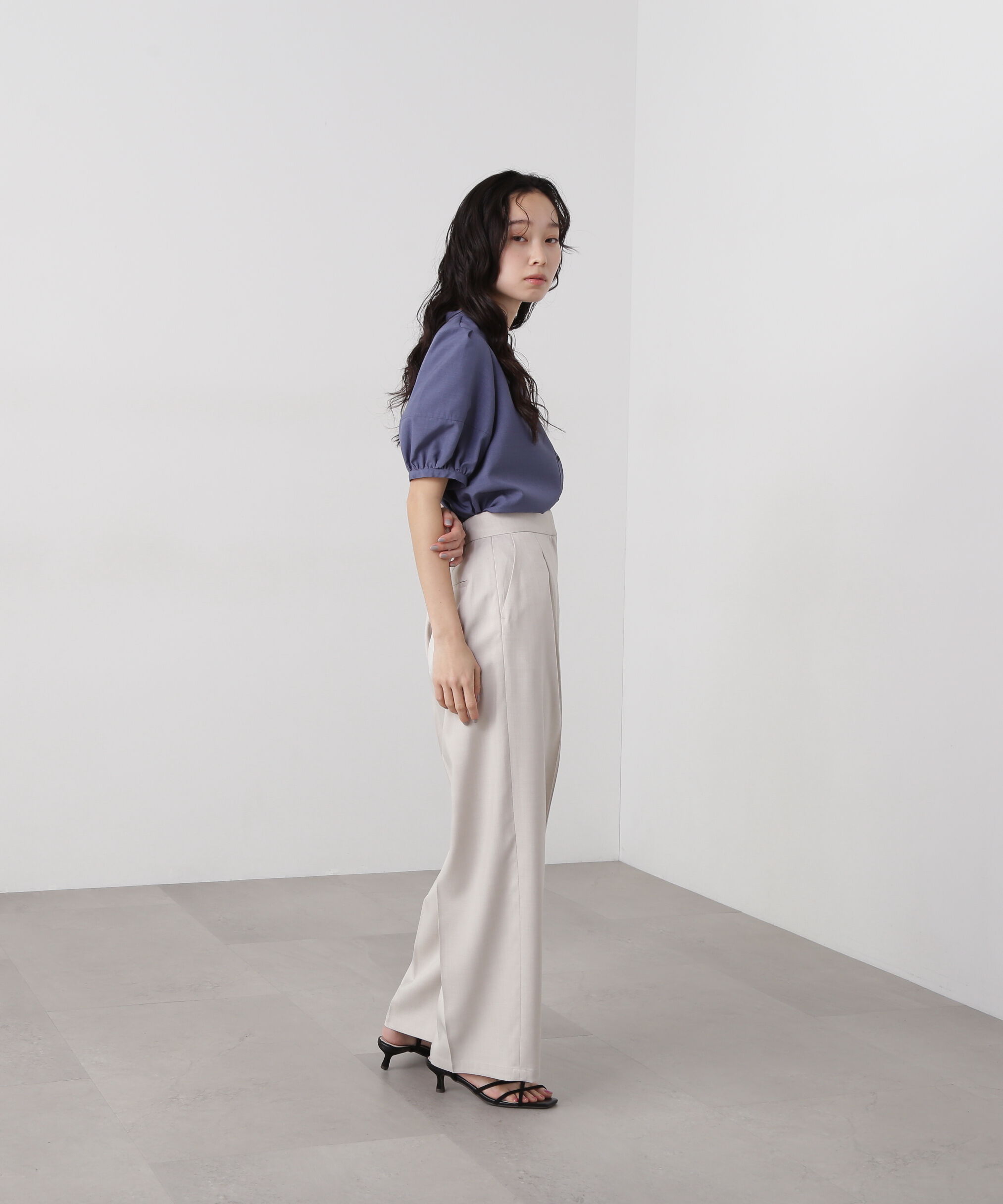  「リネンライク切替スリーブブラウス」|シャツ・ブラウス|