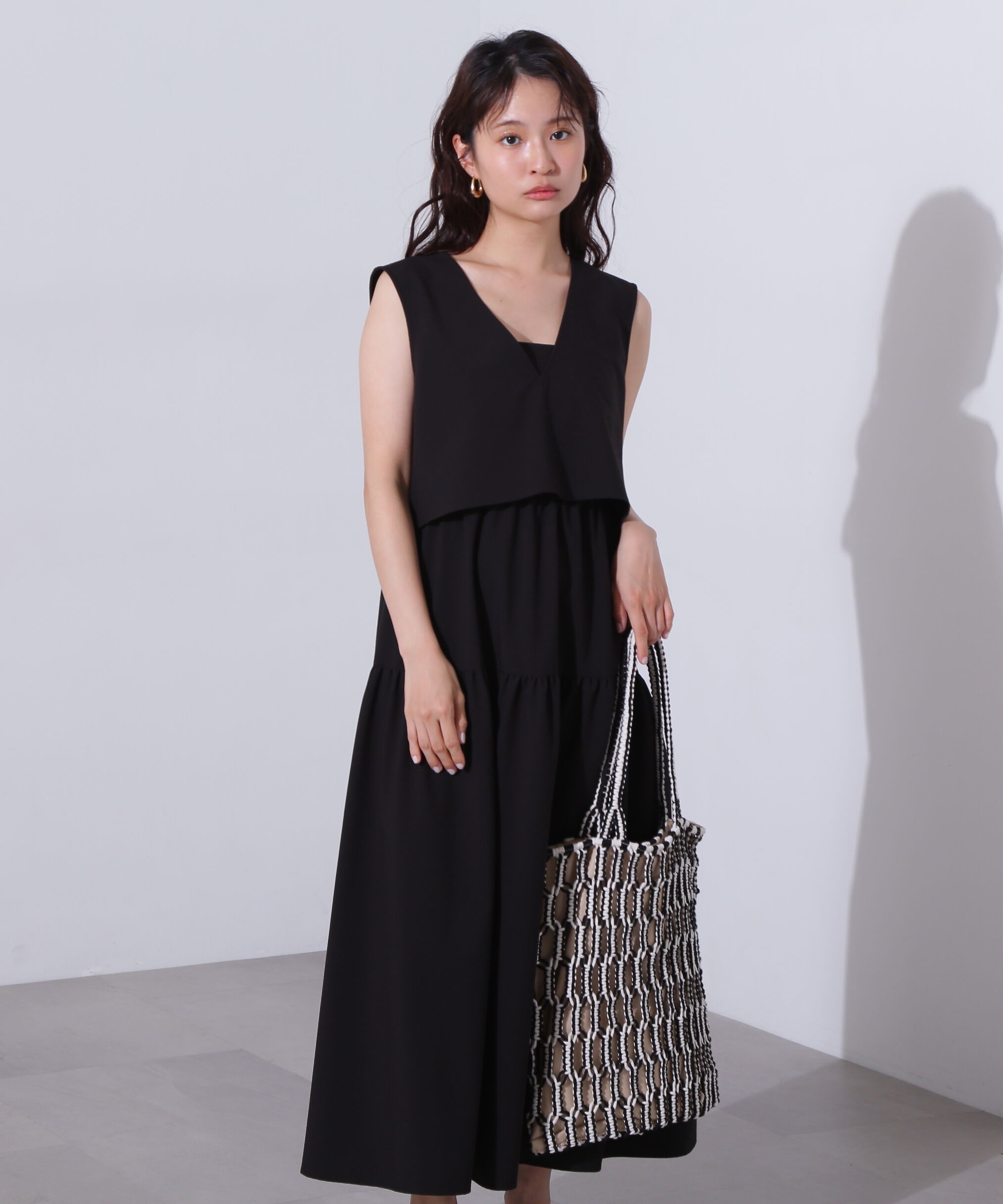  「Vトップキャミワンピースセット」|ワンピース|ブラック