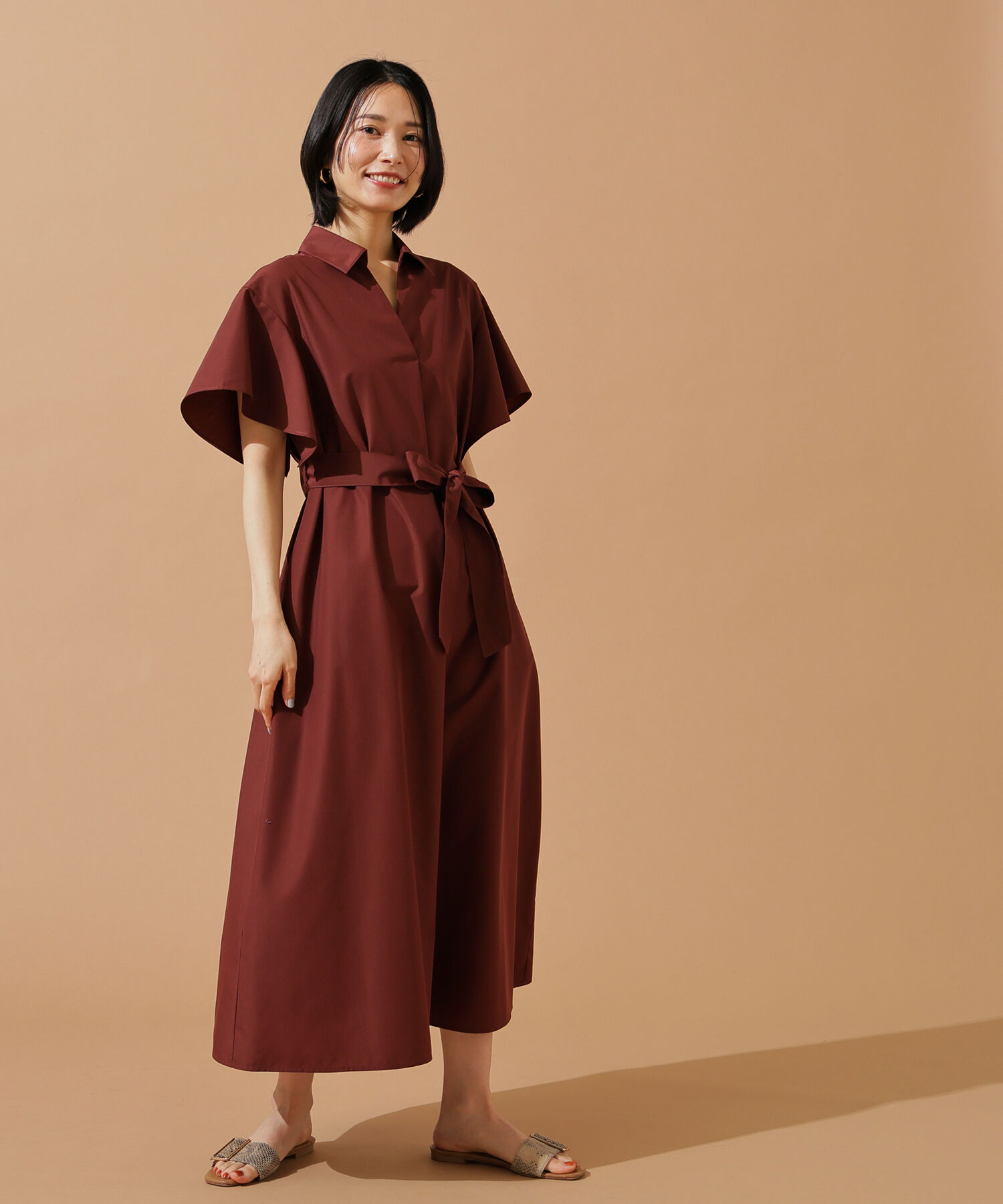  「スキッパーリボンベルトシャツワンピース」|ワンピース|