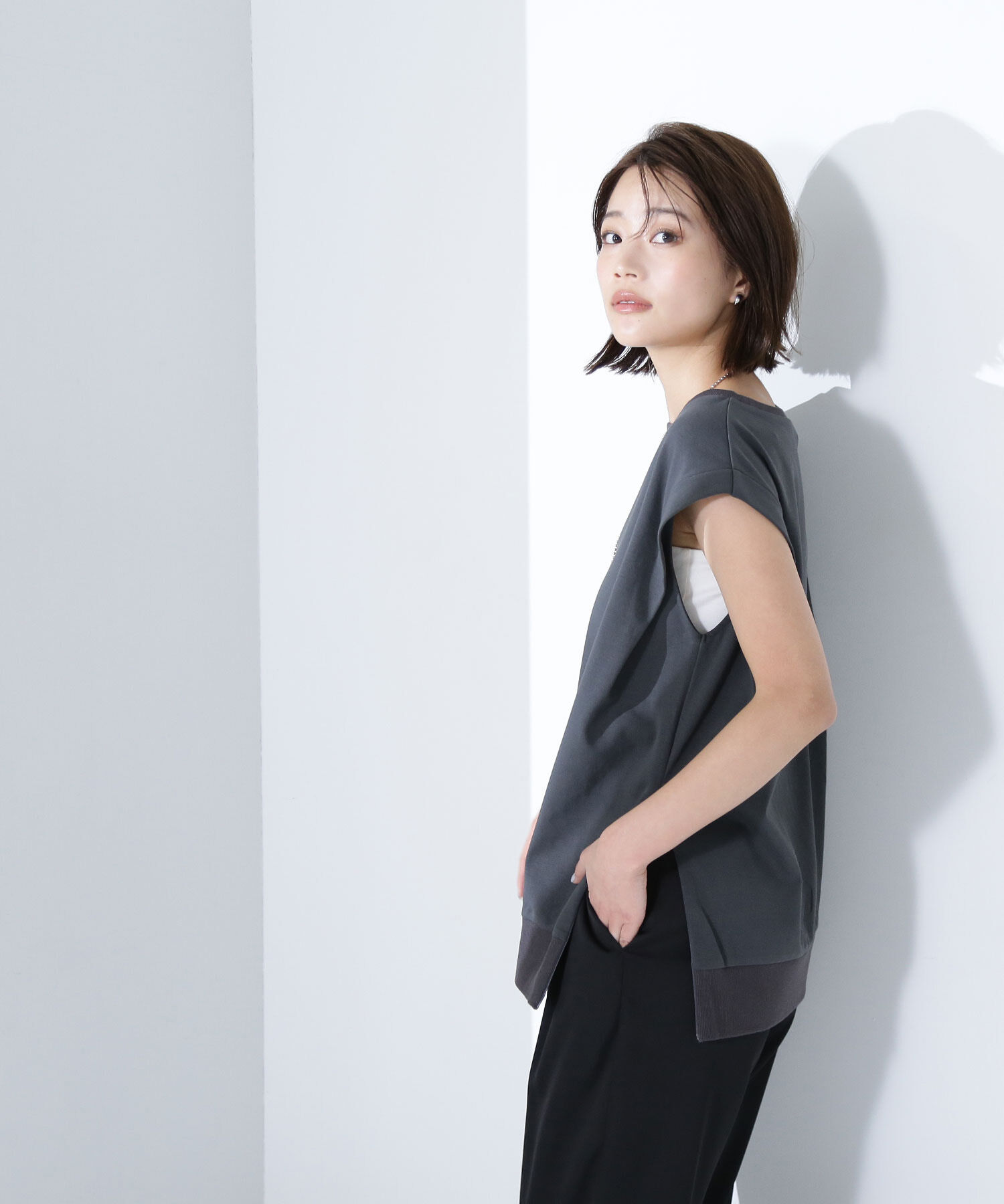  「サイドスリットスムーストップス」|Tシャツ・カットソー|