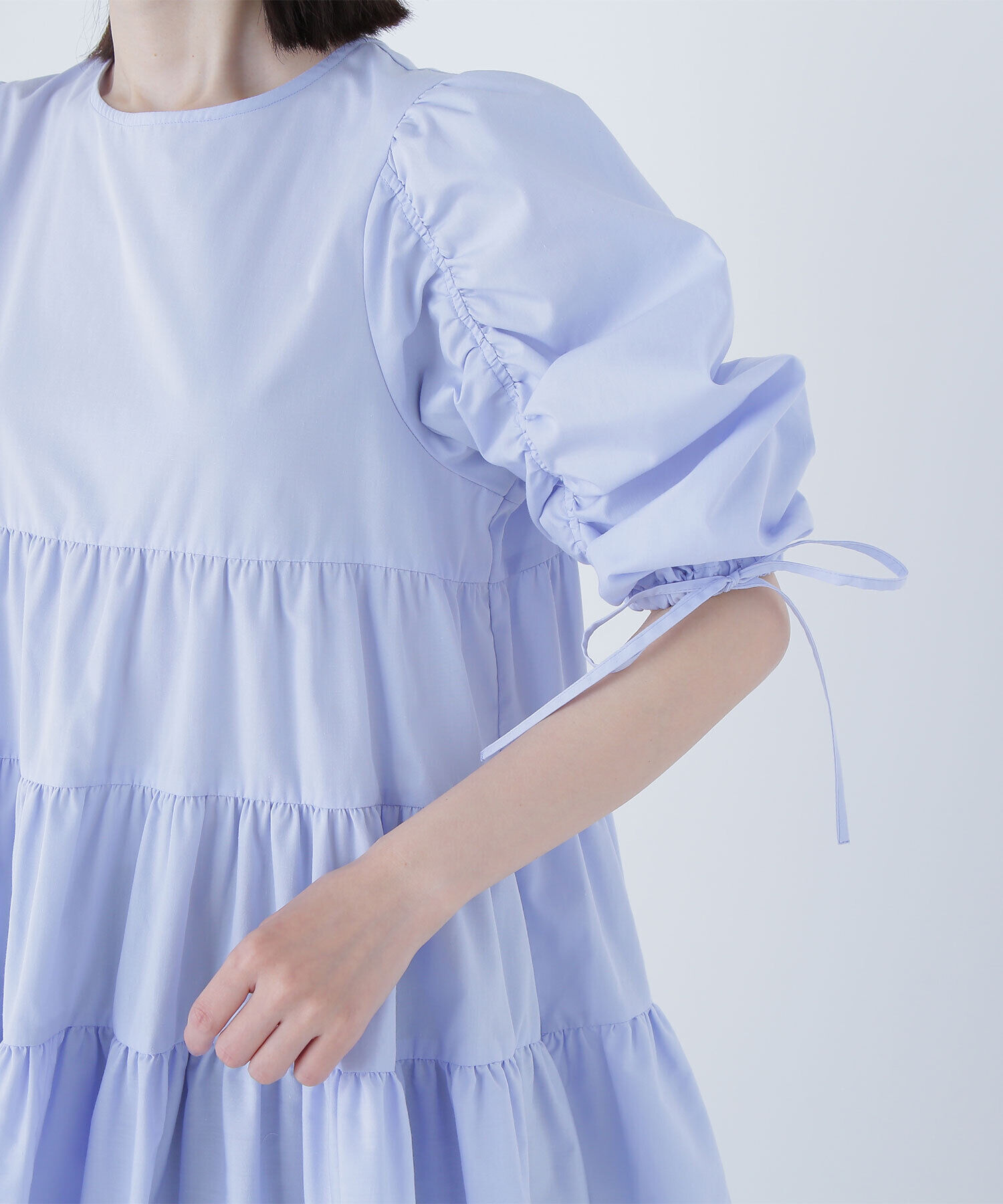  「ギャザースリーブティアードチュニックブラウス」|シャツ・ブラウス|