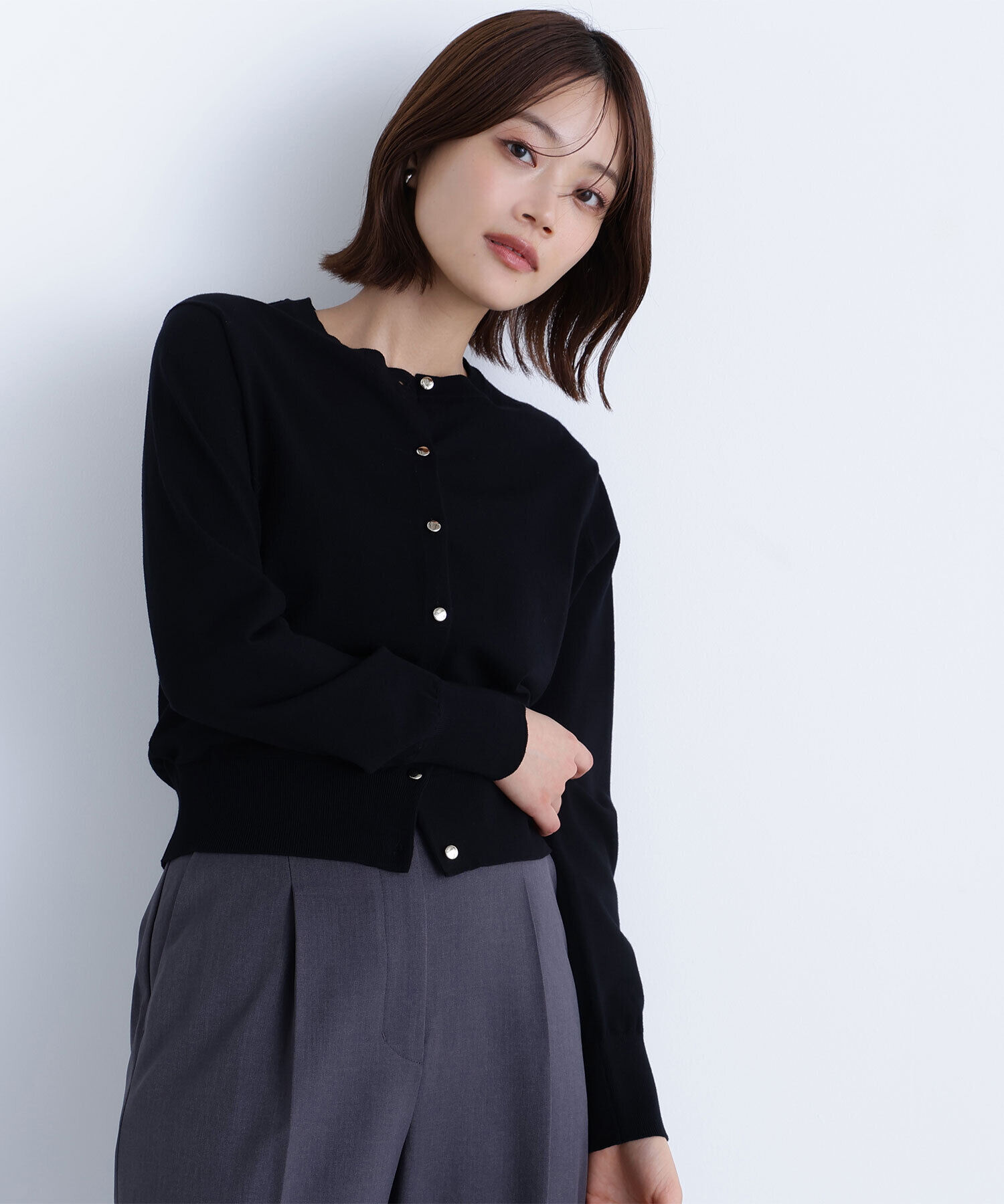  「オータムベーシックカーディガン」|ニット・セーター|ブラック