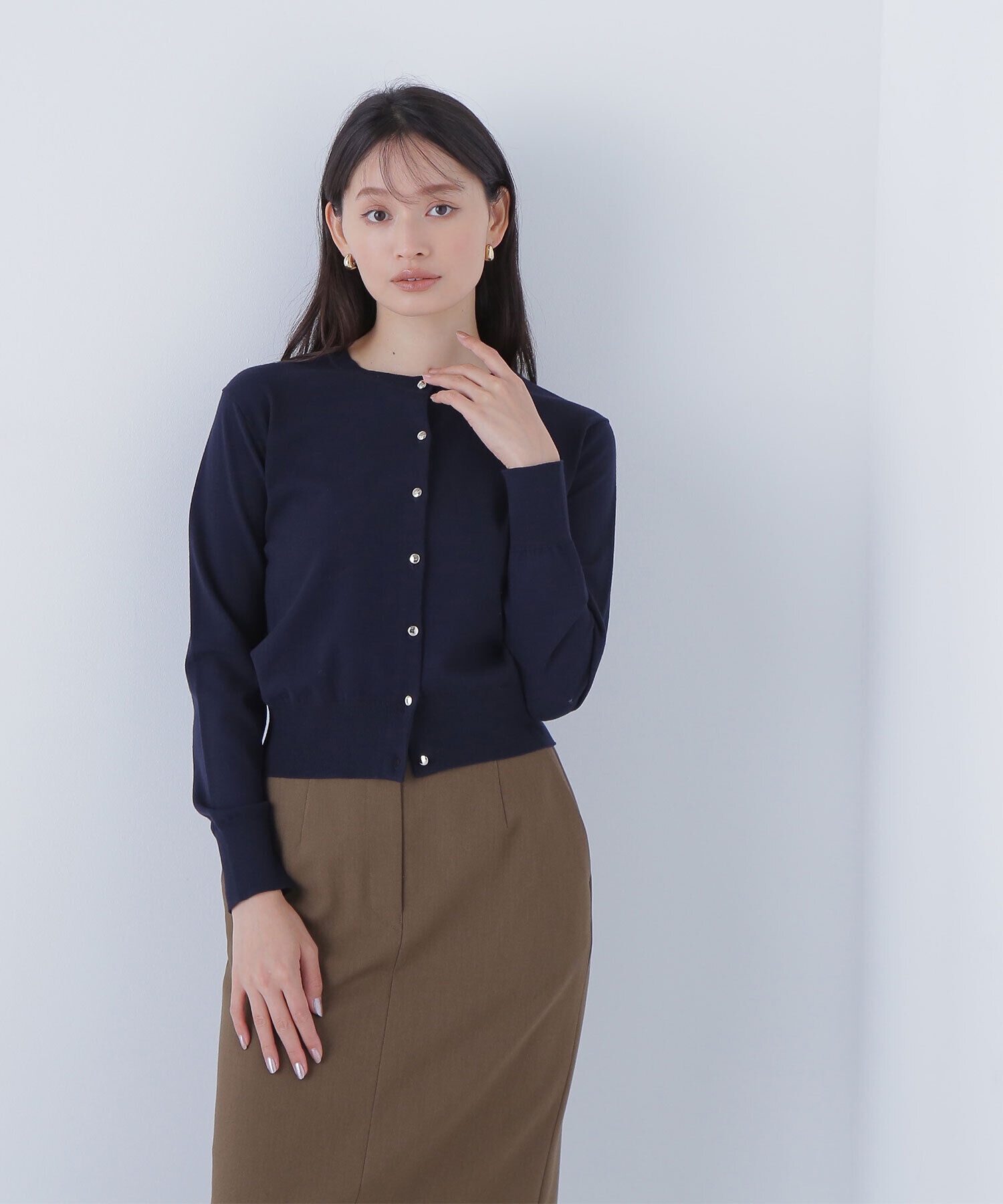  「オータムベーシックカーディガン」|ニット・セーター|ネイビー