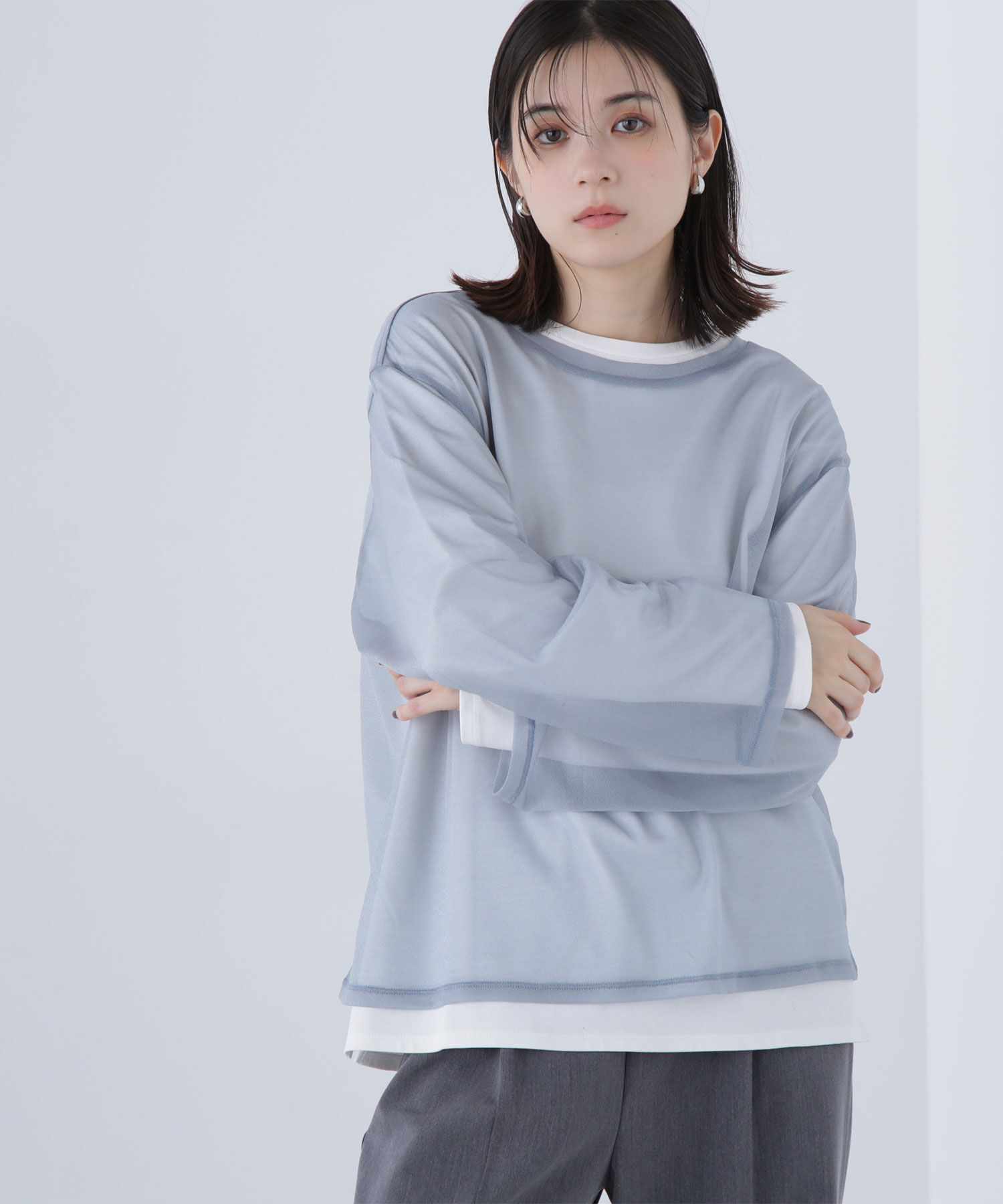  「シアーレイヤードカットソー」|Tシャツ・カットソー|