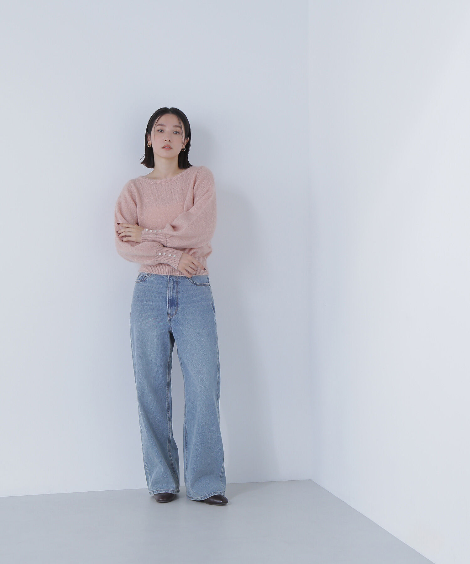  「パールボタンヘアリーニット」|ニット・セーター|