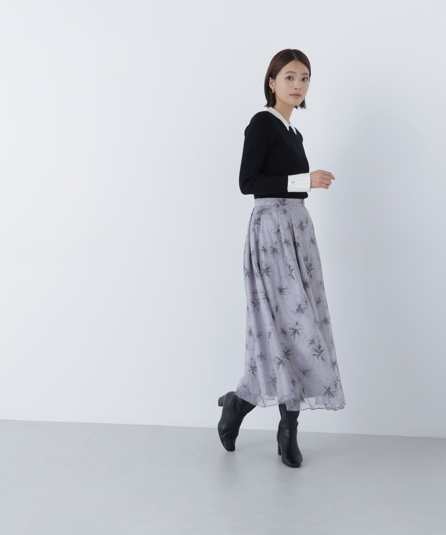  「チュール刺繍フレアスカート」|スカート|