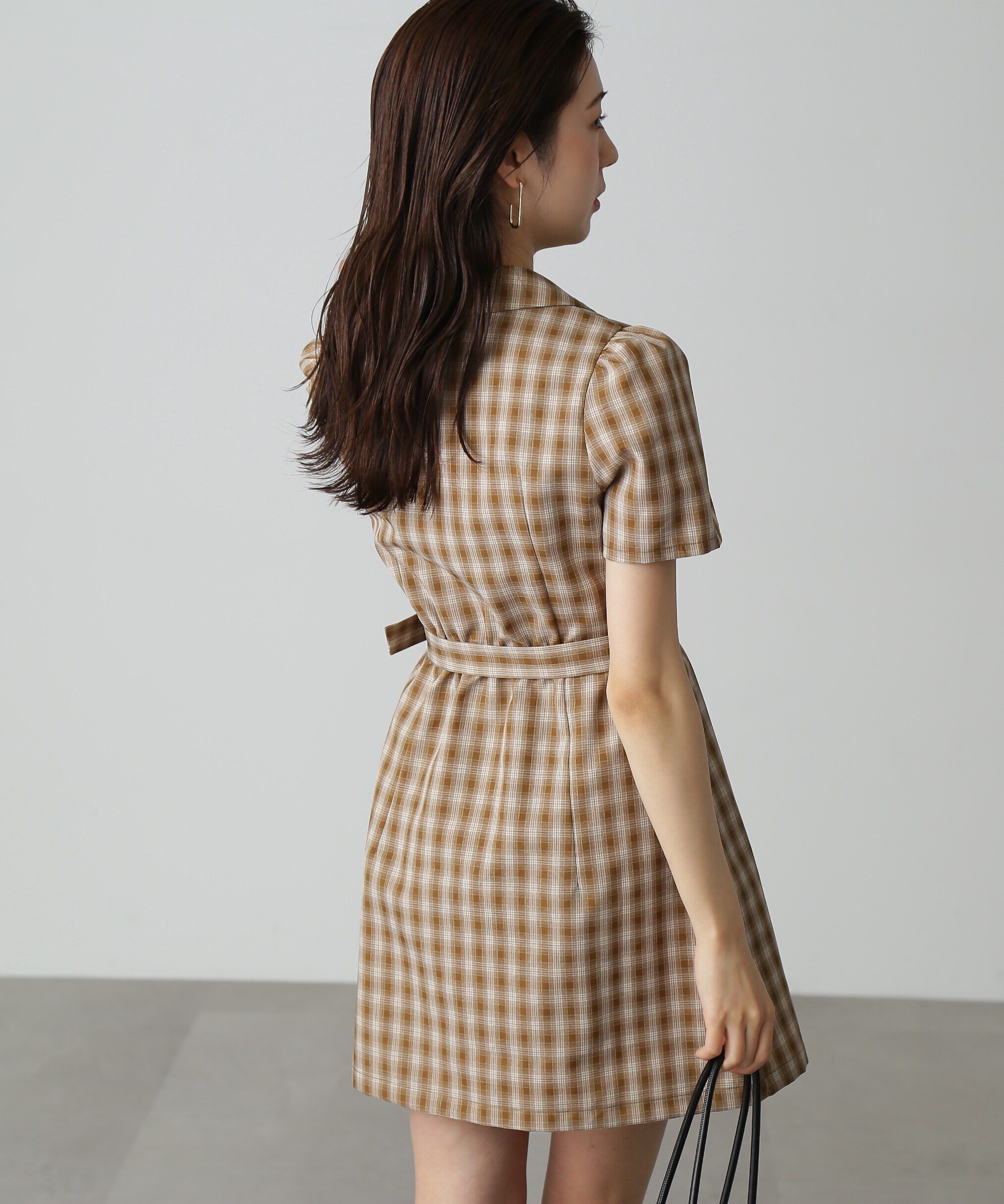  「チェック開襟ミニワンピース」|ワンピース|