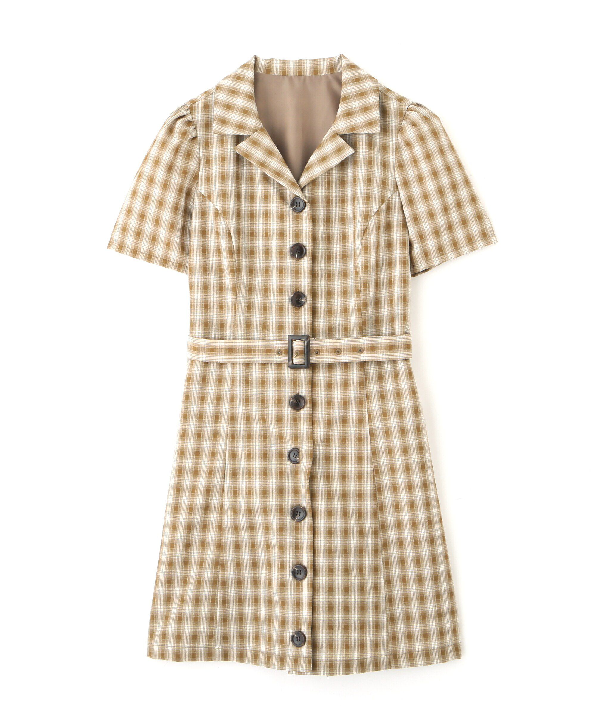  「チェック開襟ミニワンピース」|ワンピース|