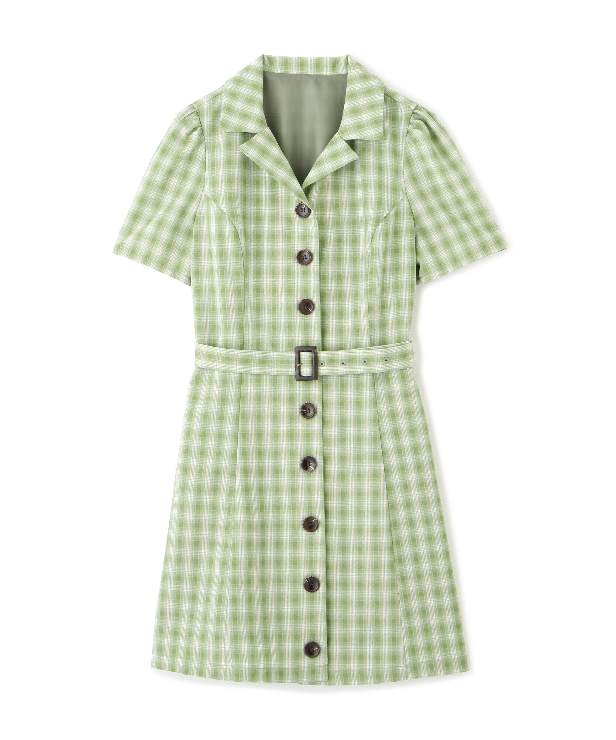  「チェック開襟ミニワンピース」|ワンピース|