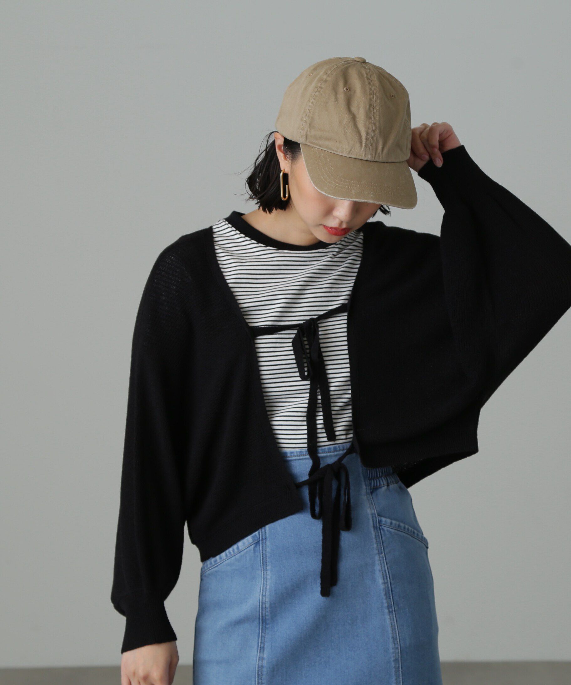  「前後2Wayリボンボレロ」|ニット・セーター|ブラック