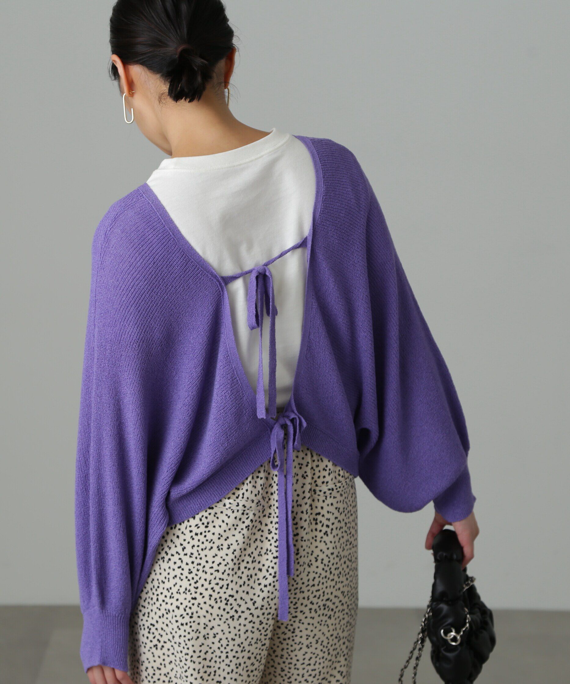  「前後2Wayリボンボレロ」|ニット・セーター|パープル