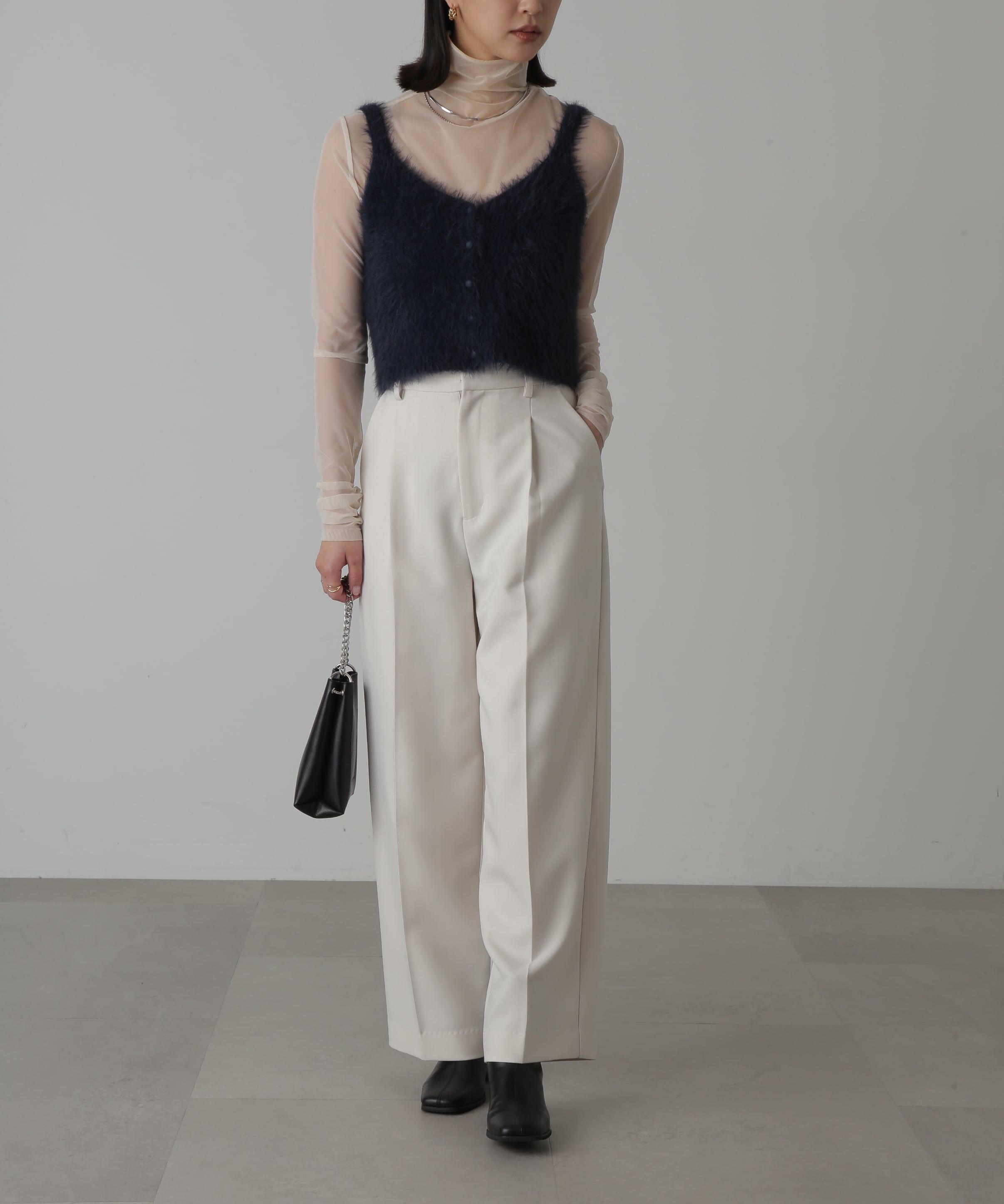  「フロントボタンシャギービスチェ」|ニット・セーター|