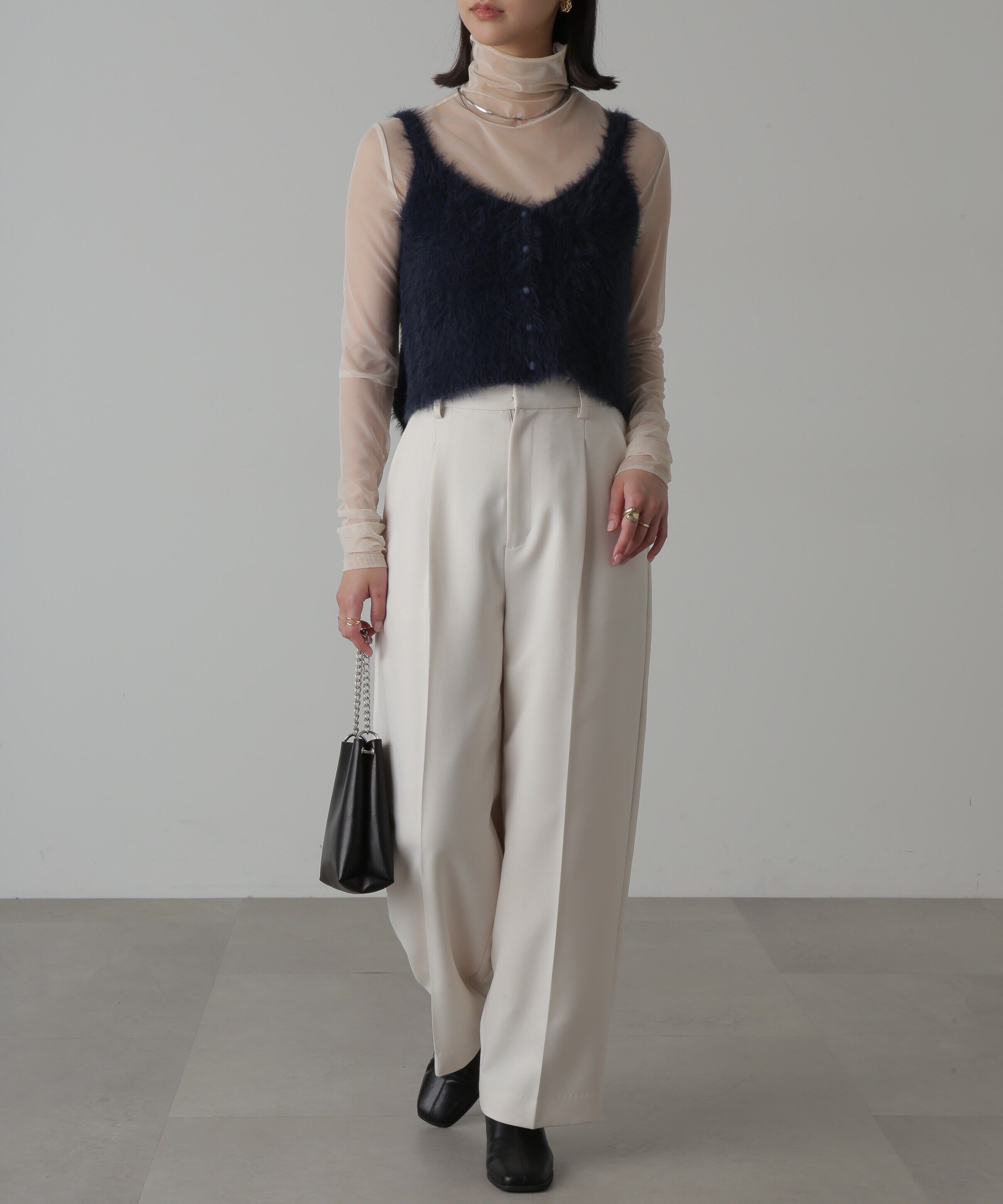  「フロントボタンシャギービスチェ」|ニット・セーター|