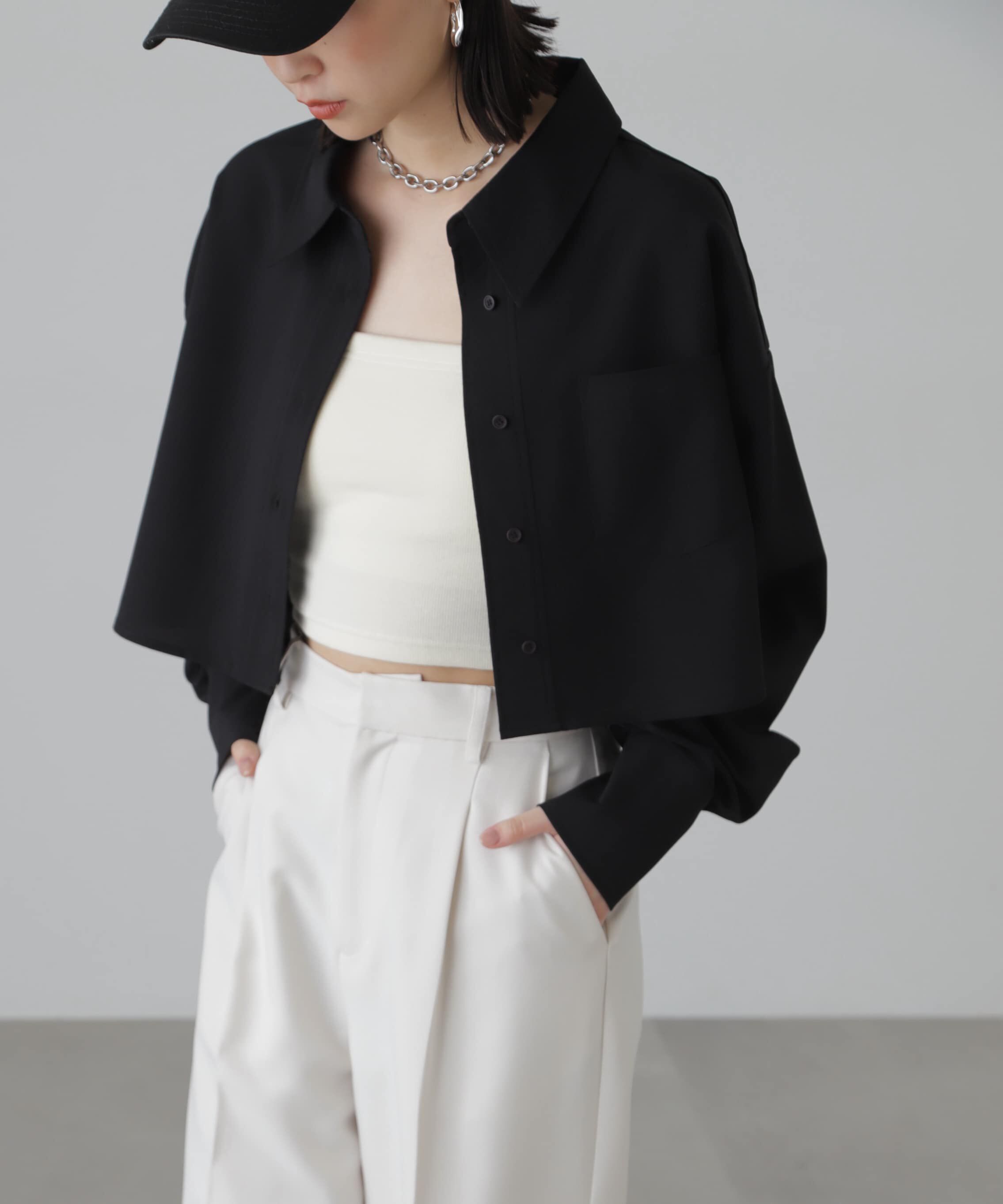  「バックレースアップショート丈シャツ」|シャツ・ブラウス|