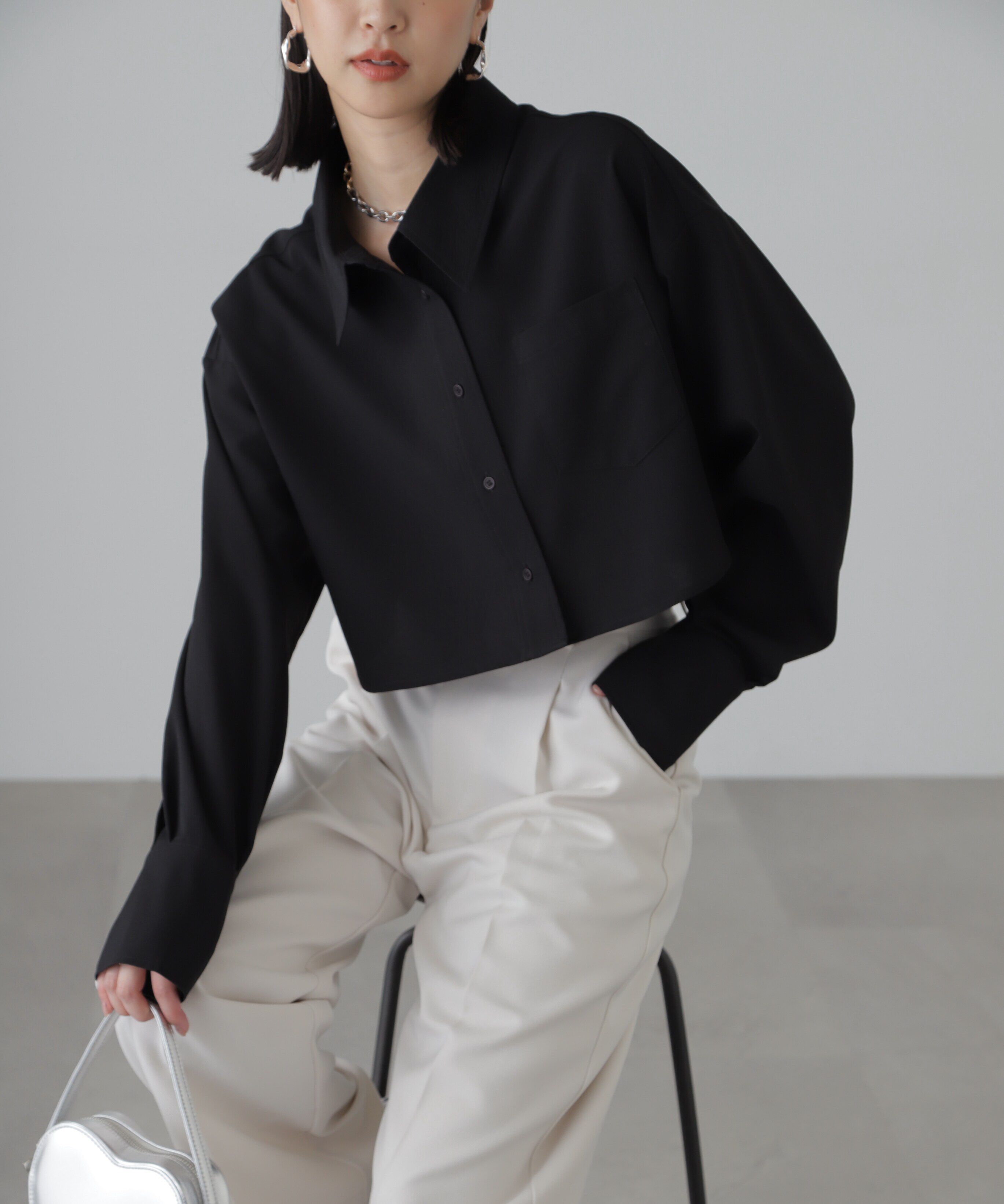  「バックレースアップショート丈シャツ」|シャツ・ブラウス|