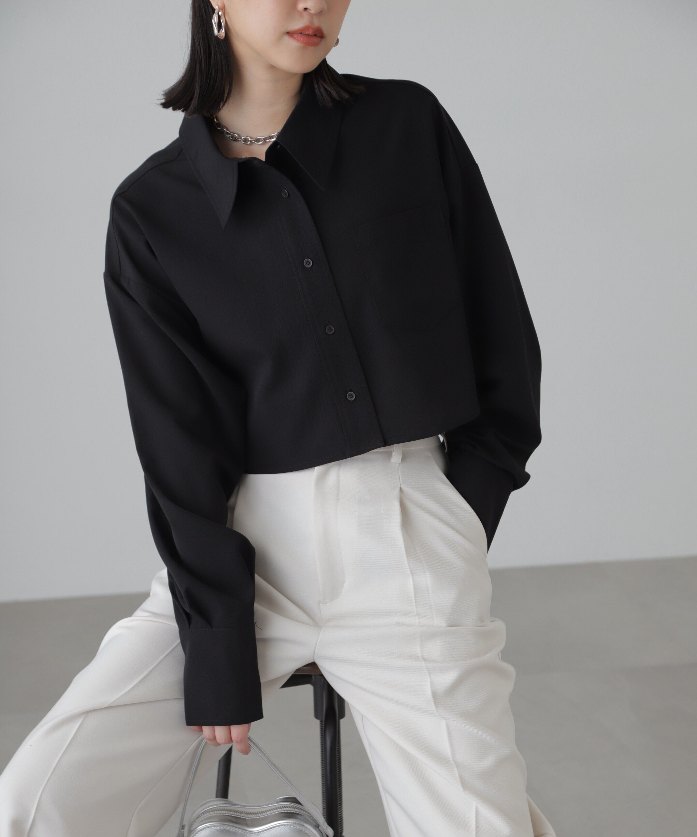  「バックレースアップショート丈シャツ」|シャツ・ブラウス|