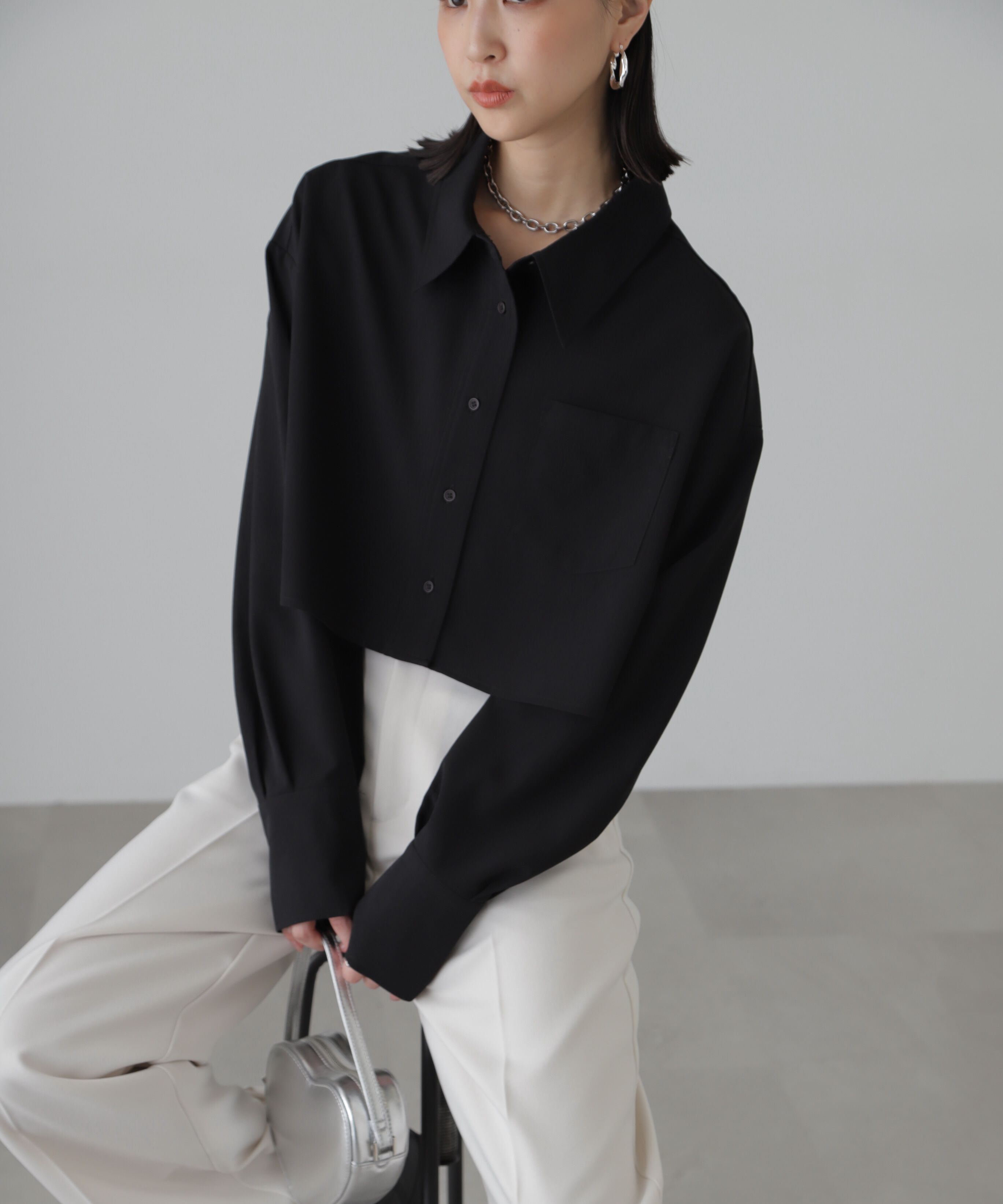  「バックレースアップショート丈シャツ」|シャツ・ブラウス|