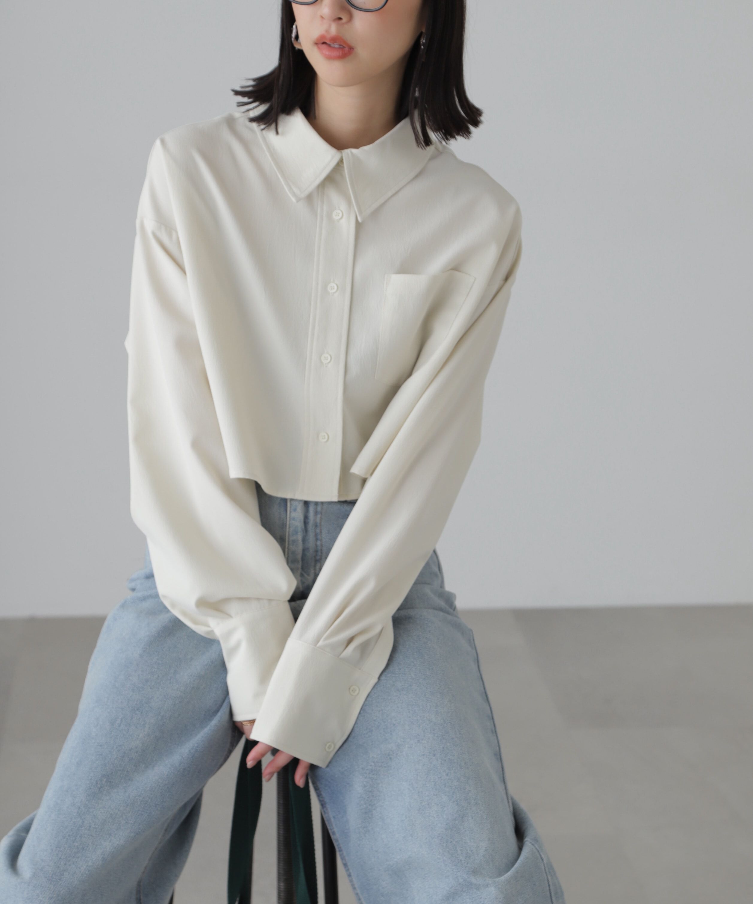  「バックレースアップショート丈シャツ」|シャツ・ブラウス|