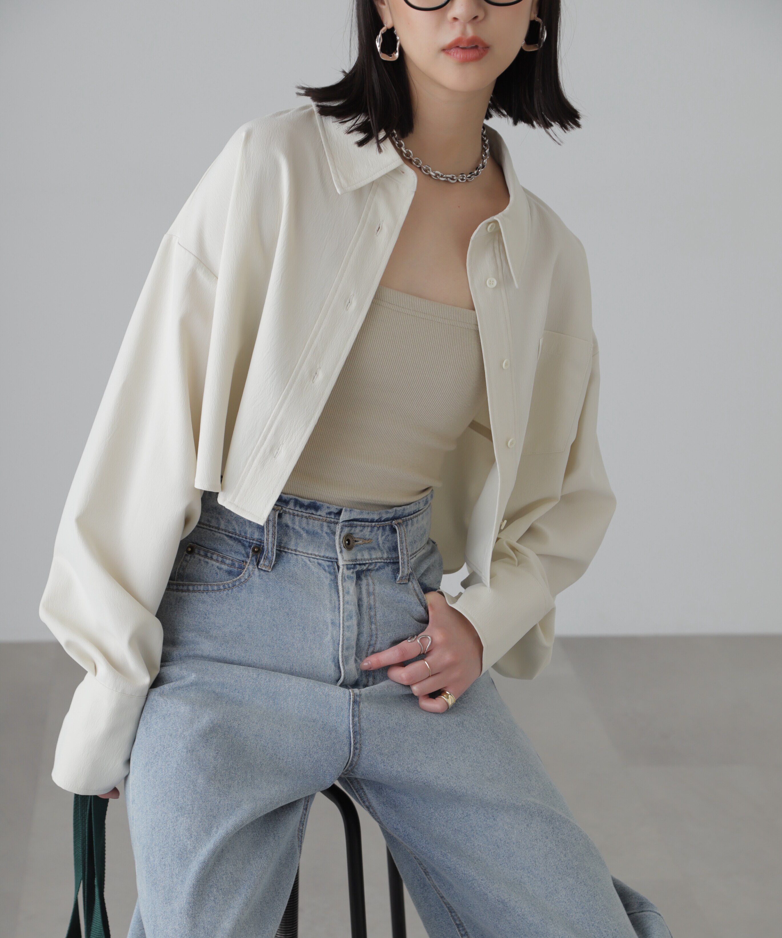  「バックレースアップショート丈シャツ」|シャツ・ブラウス|