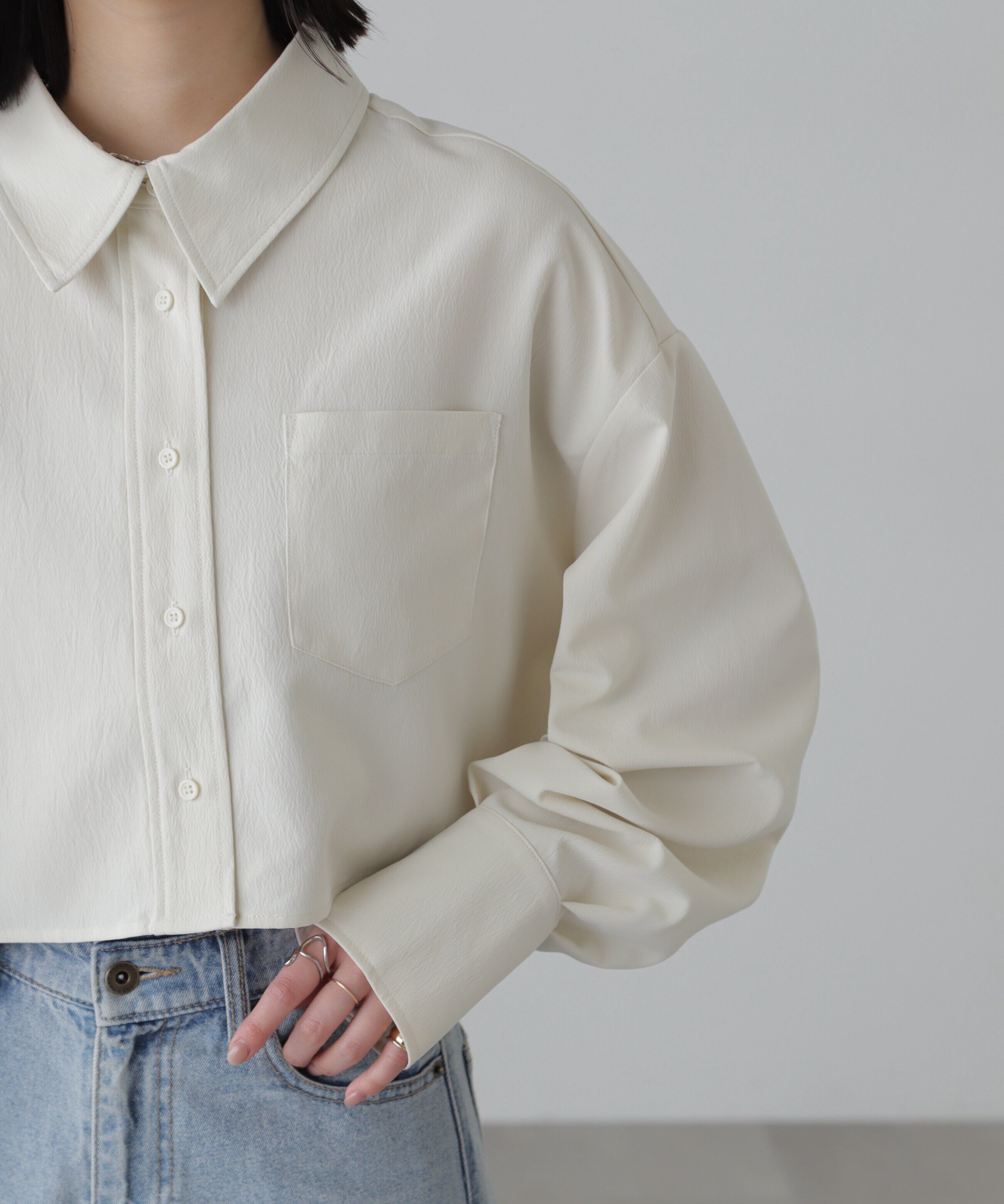  「バックレースアップショート丈シャツ」|シャツ・ブラウス|