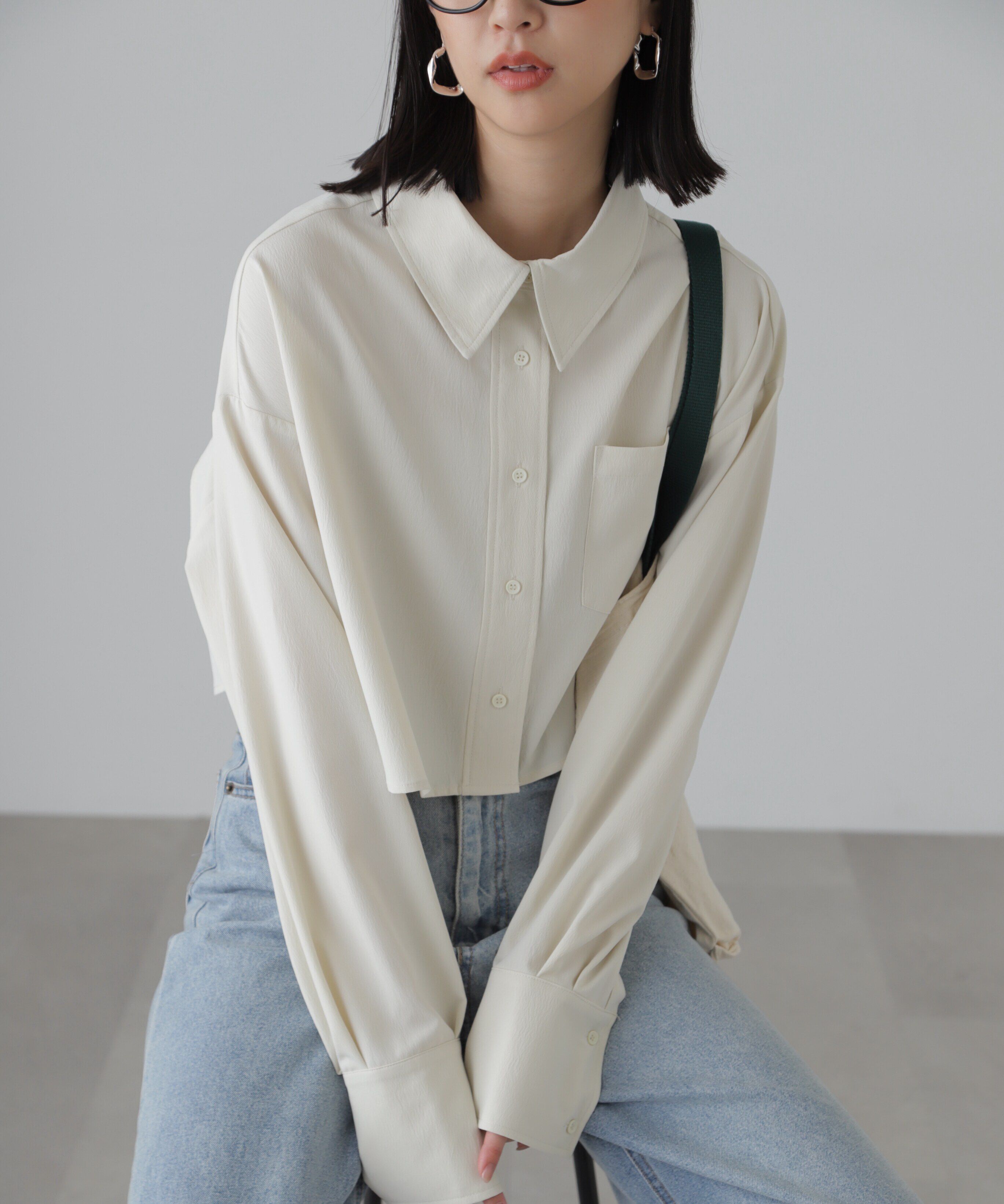  「バックレースアップショート丈シャツ」|シャツ・ブラウス|