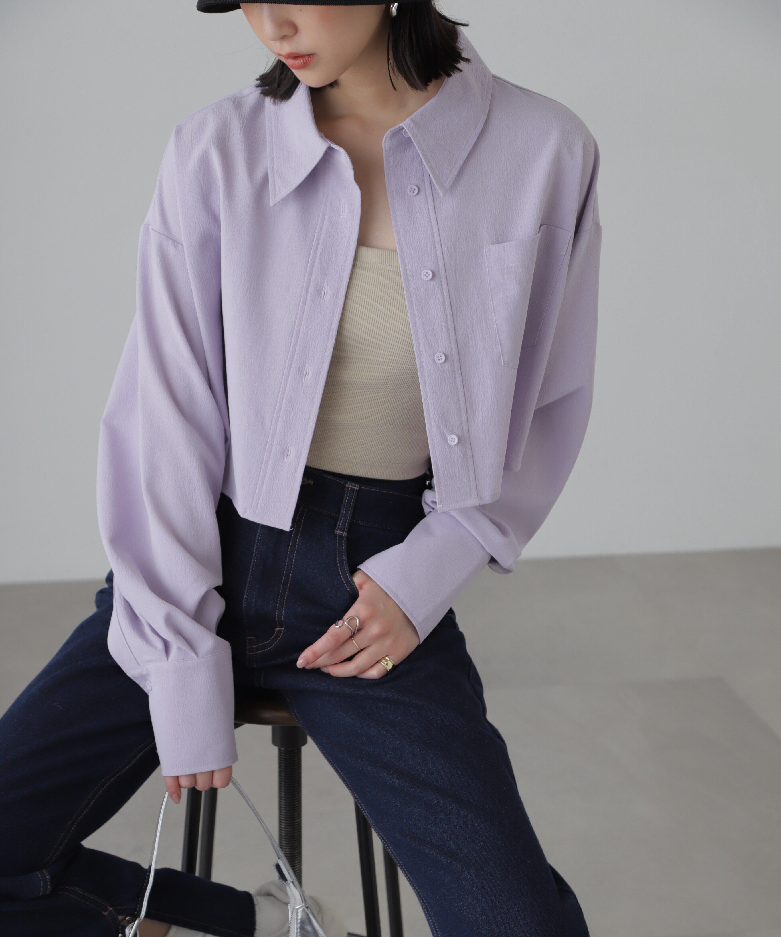  「バックレースアップショート丈シャツ」|シャツ・ブラウス|