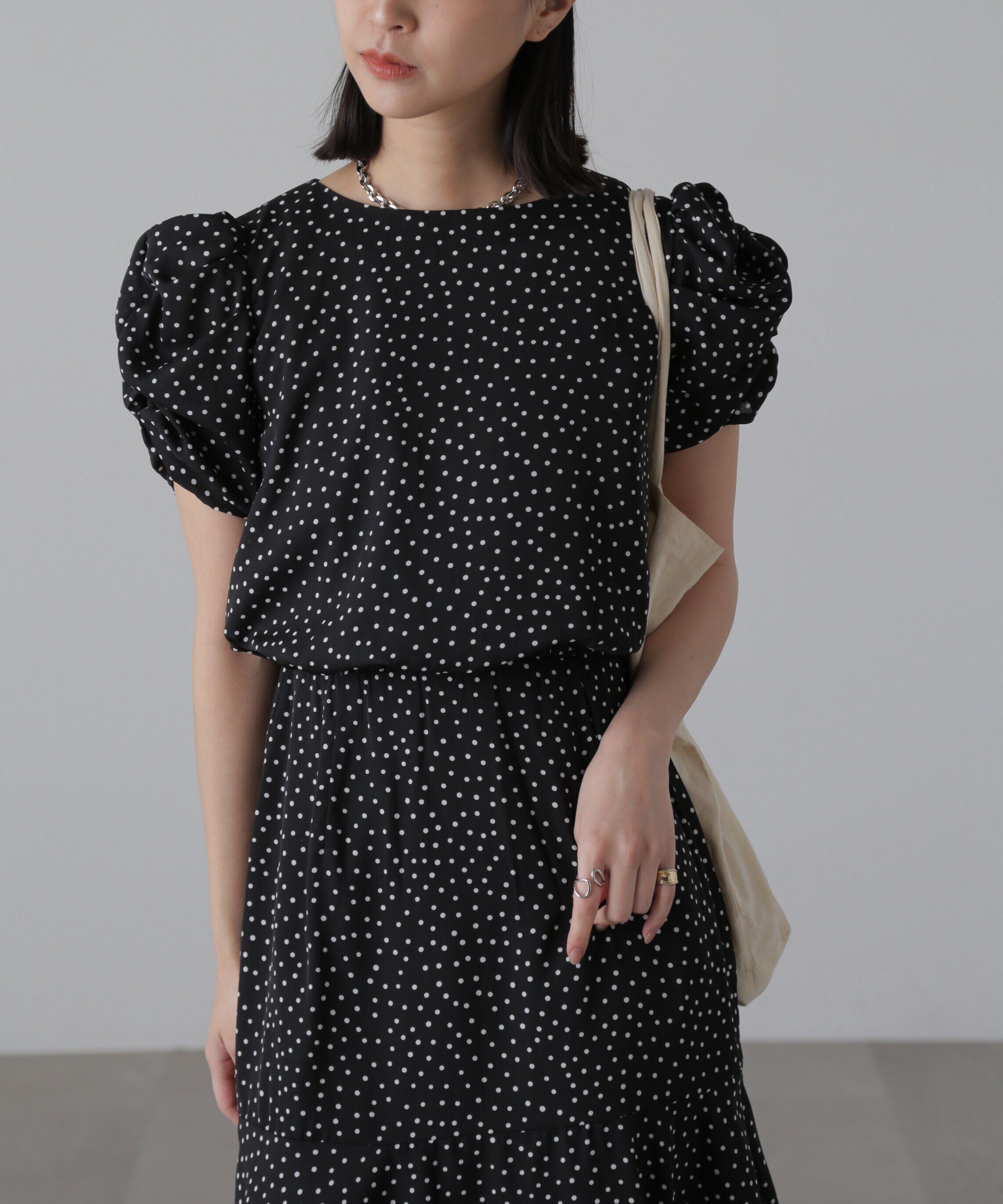  「ボリュームスリーブマーメイドワンピ―ス」|ワンピース|