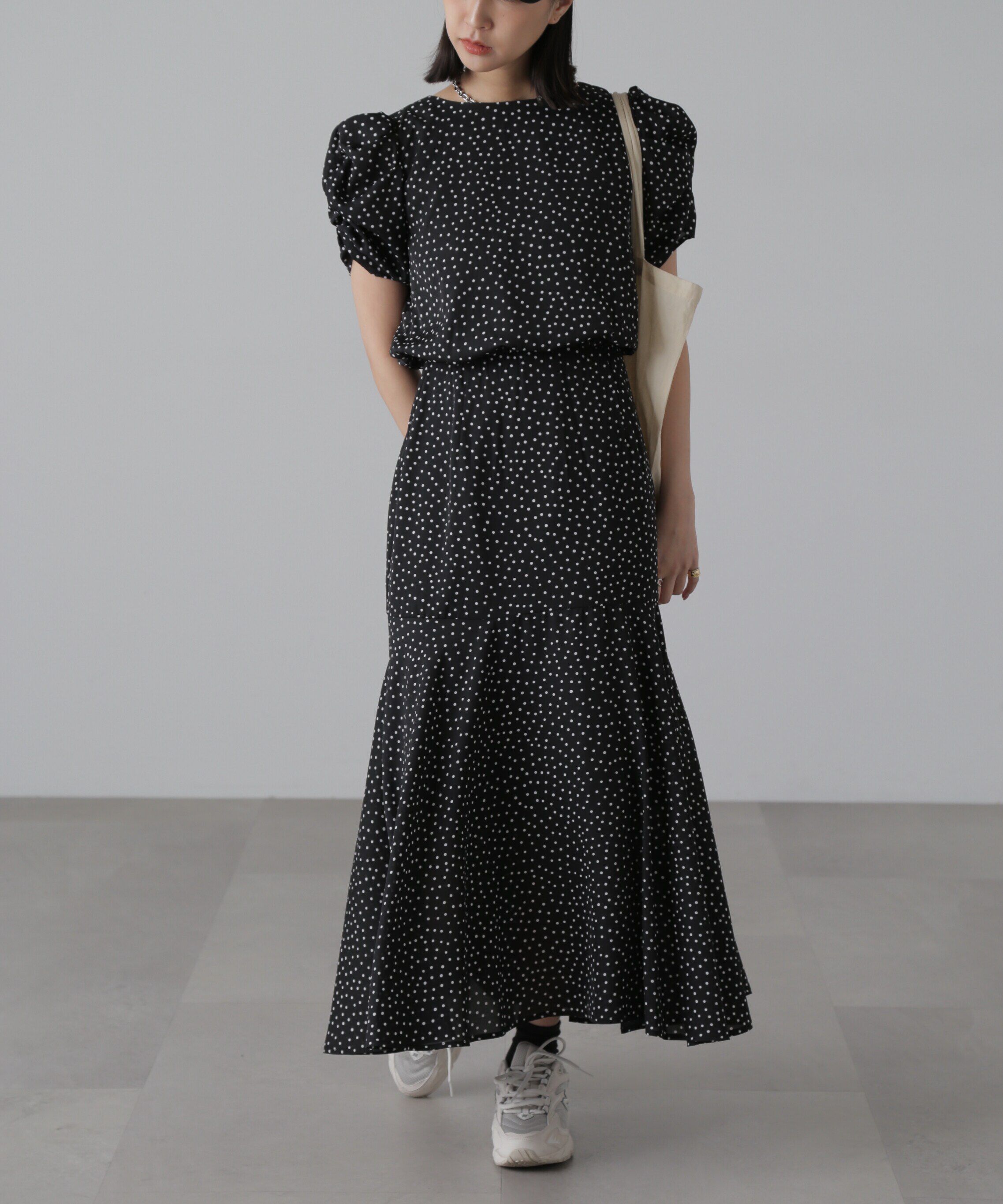  「ボリュームスリーブマーメイドワンピ―ス」|ワンピース|