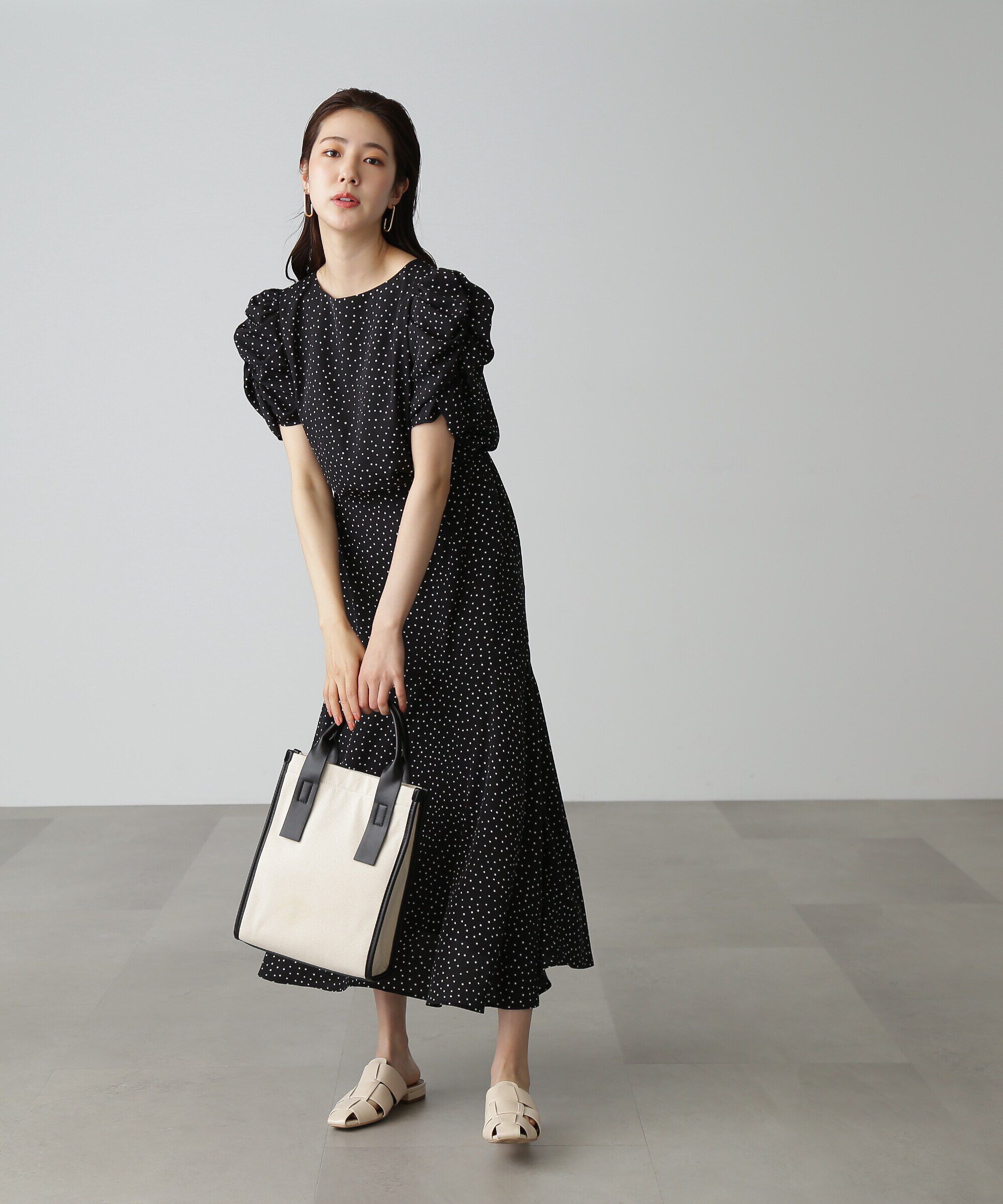  「ボリュームスリーブマーメイドワンピ―ス」|ワンピース|