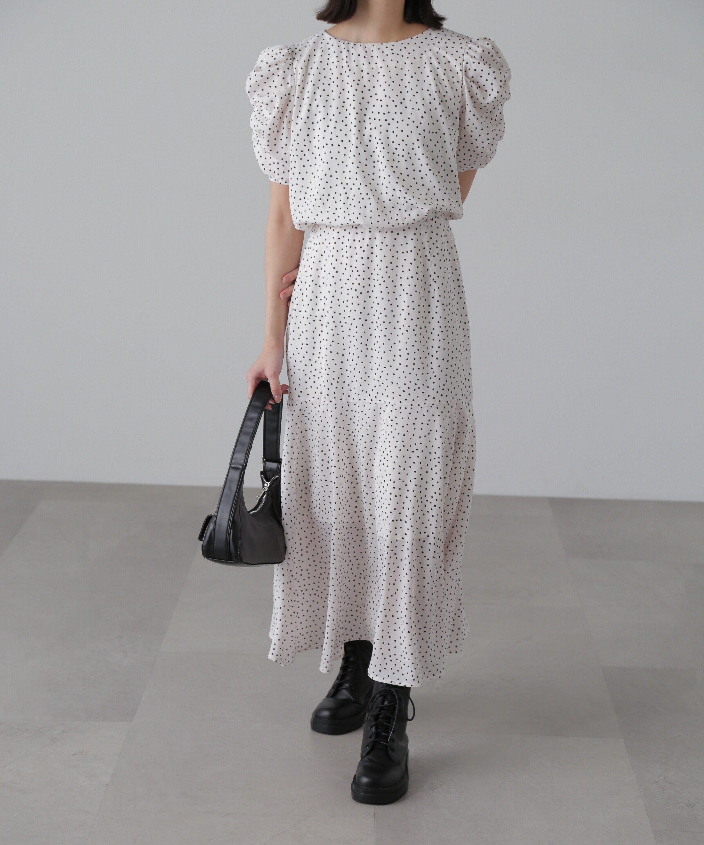  「ボリュームスリーブマーメイドワンピ―ス」|ワンピース|ホワイトベー 1