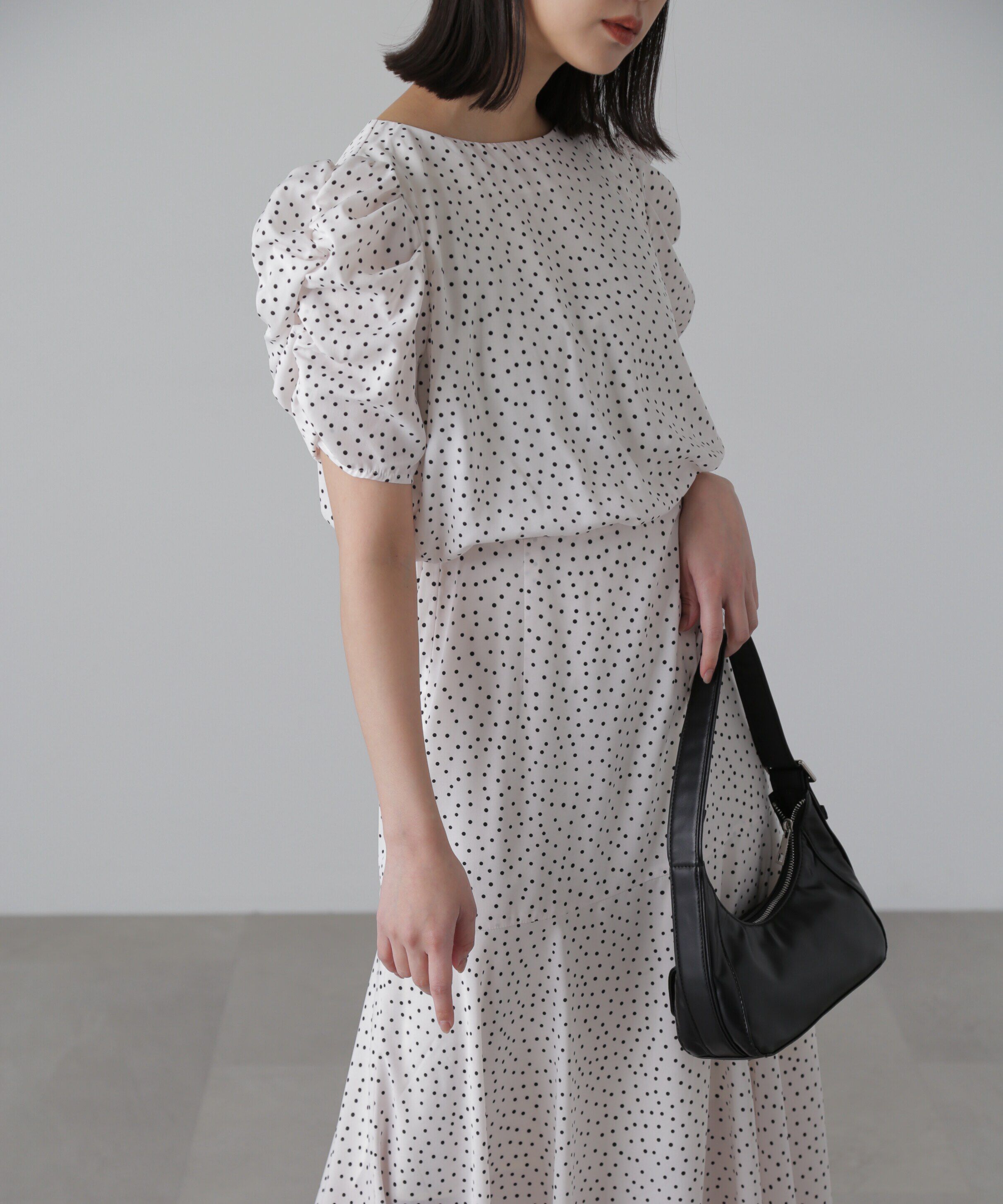  「ボリュームスリーブマーメイドワンピ―ス」|ワンピース|