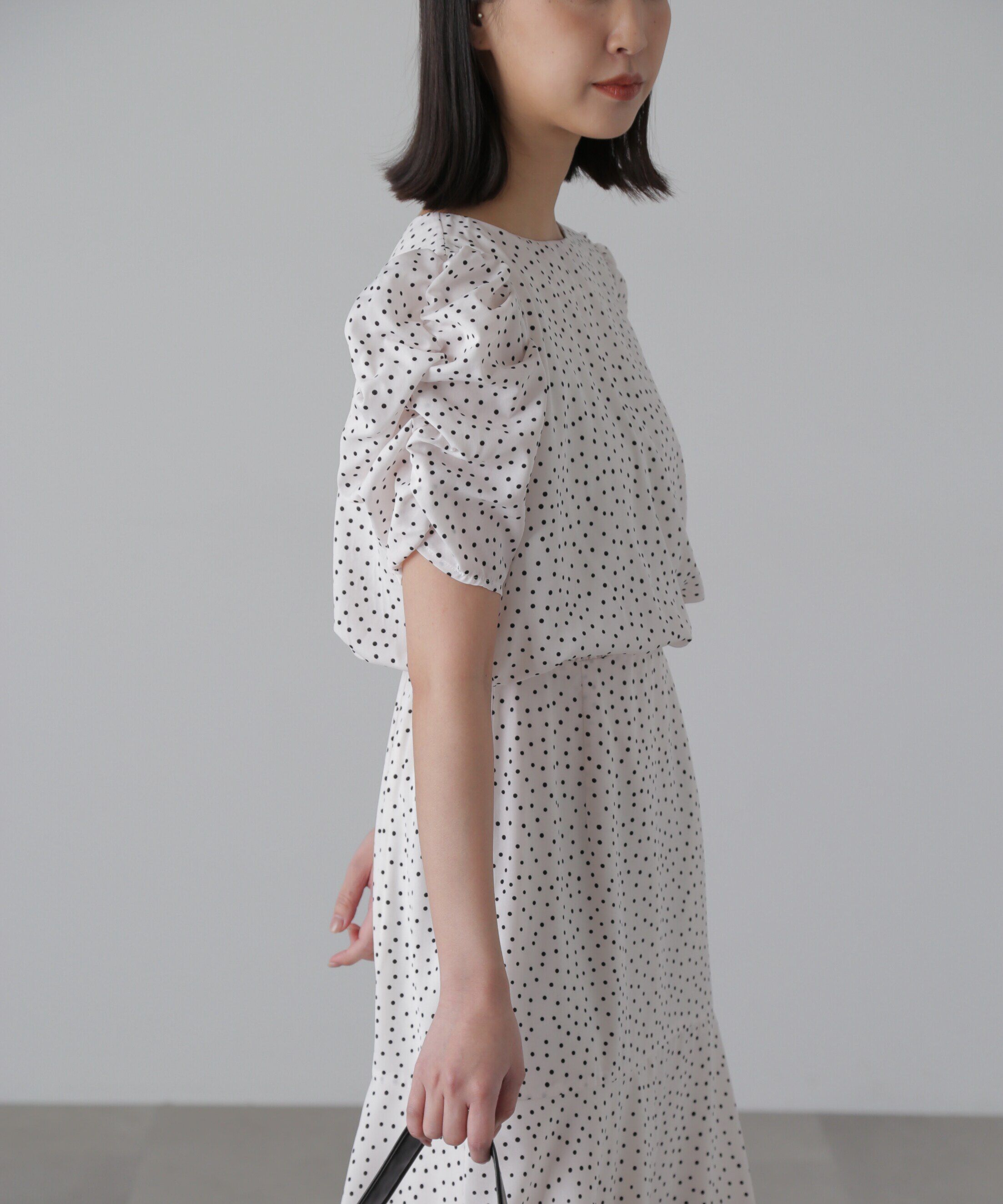  「ボリュームスリーブマーメイドワンピ―ス」|ワンピース|