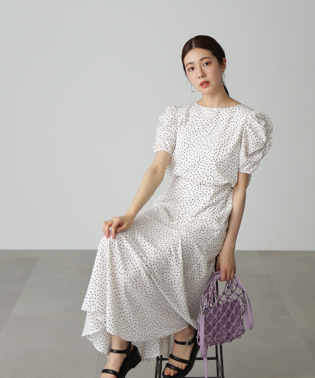  「ボリュームスリーブマーメイドワンピ―ス」|ワンピース|