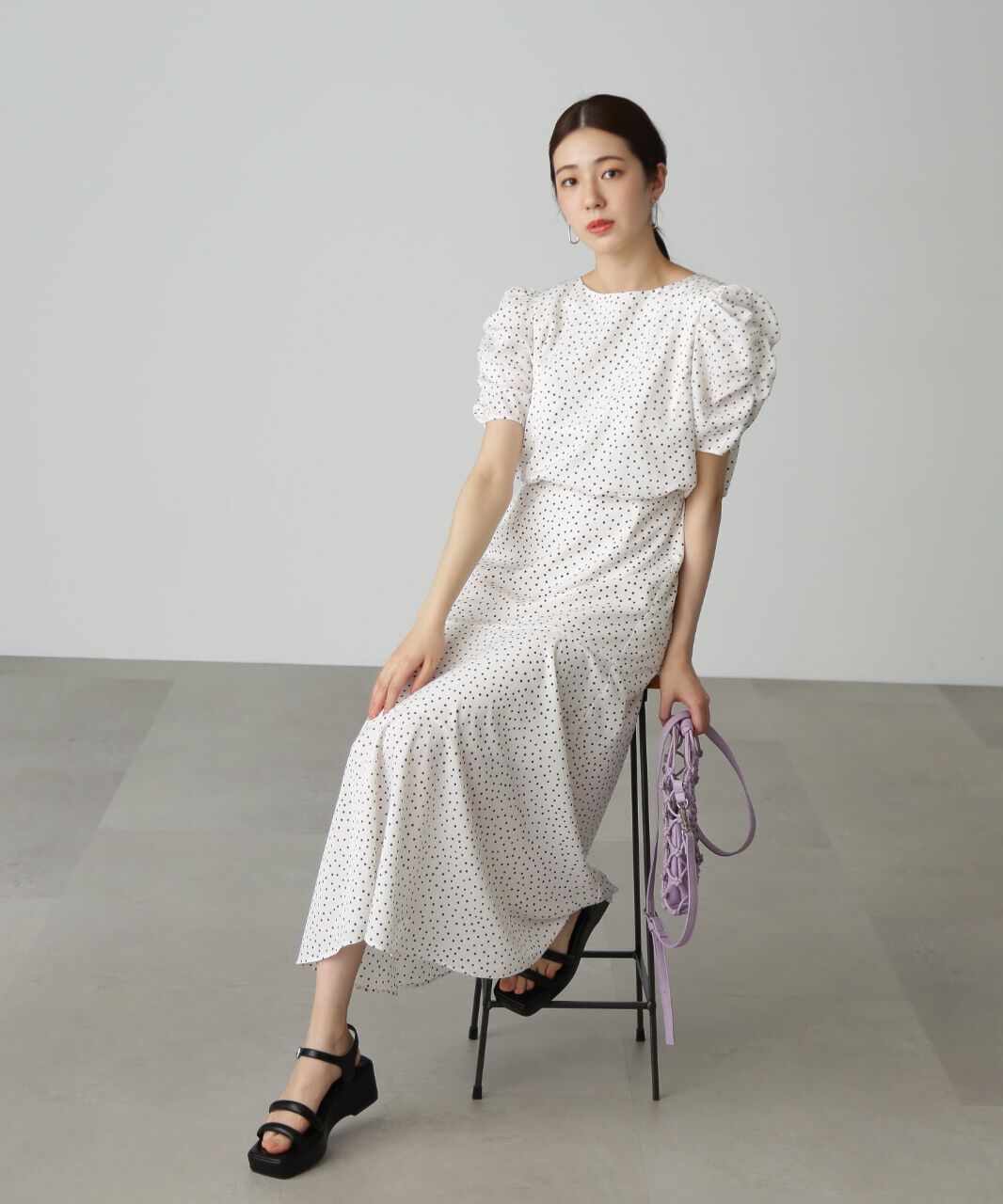  「ボリュームスリーブマーメイドワンピ―ス」|ワンピース|