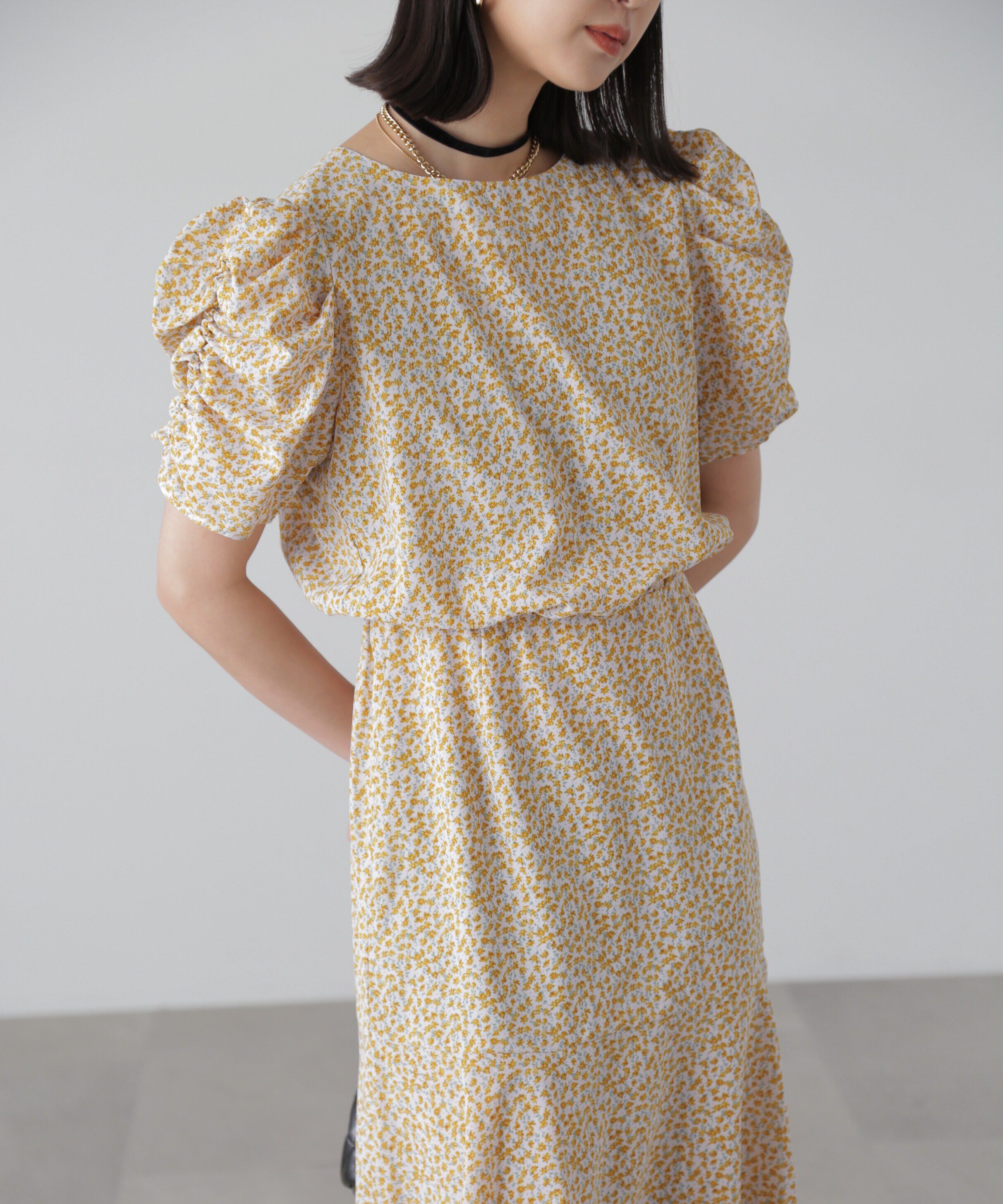  「ボリュームスリーブマーメイドワンピ―ス」|ワンピース|