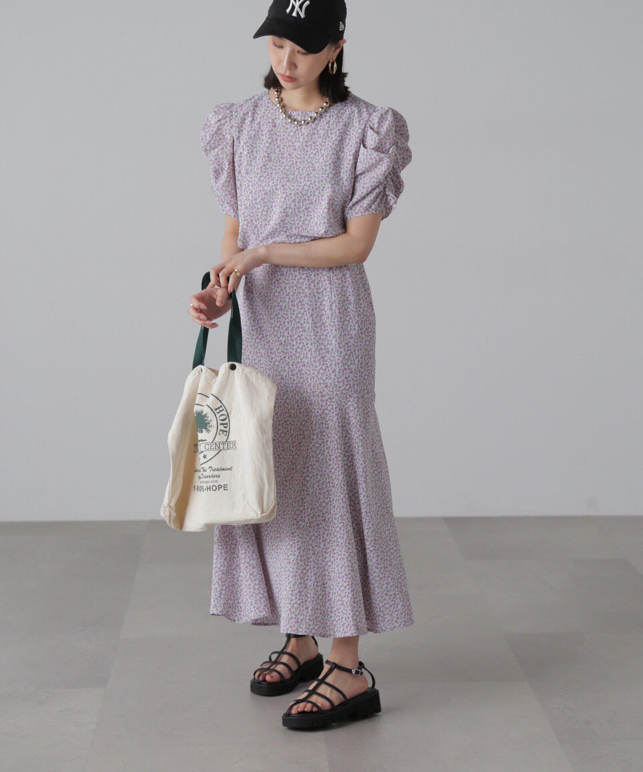  「ボリュームスリーブマーメイドワンピ―ス」|ワンピース|