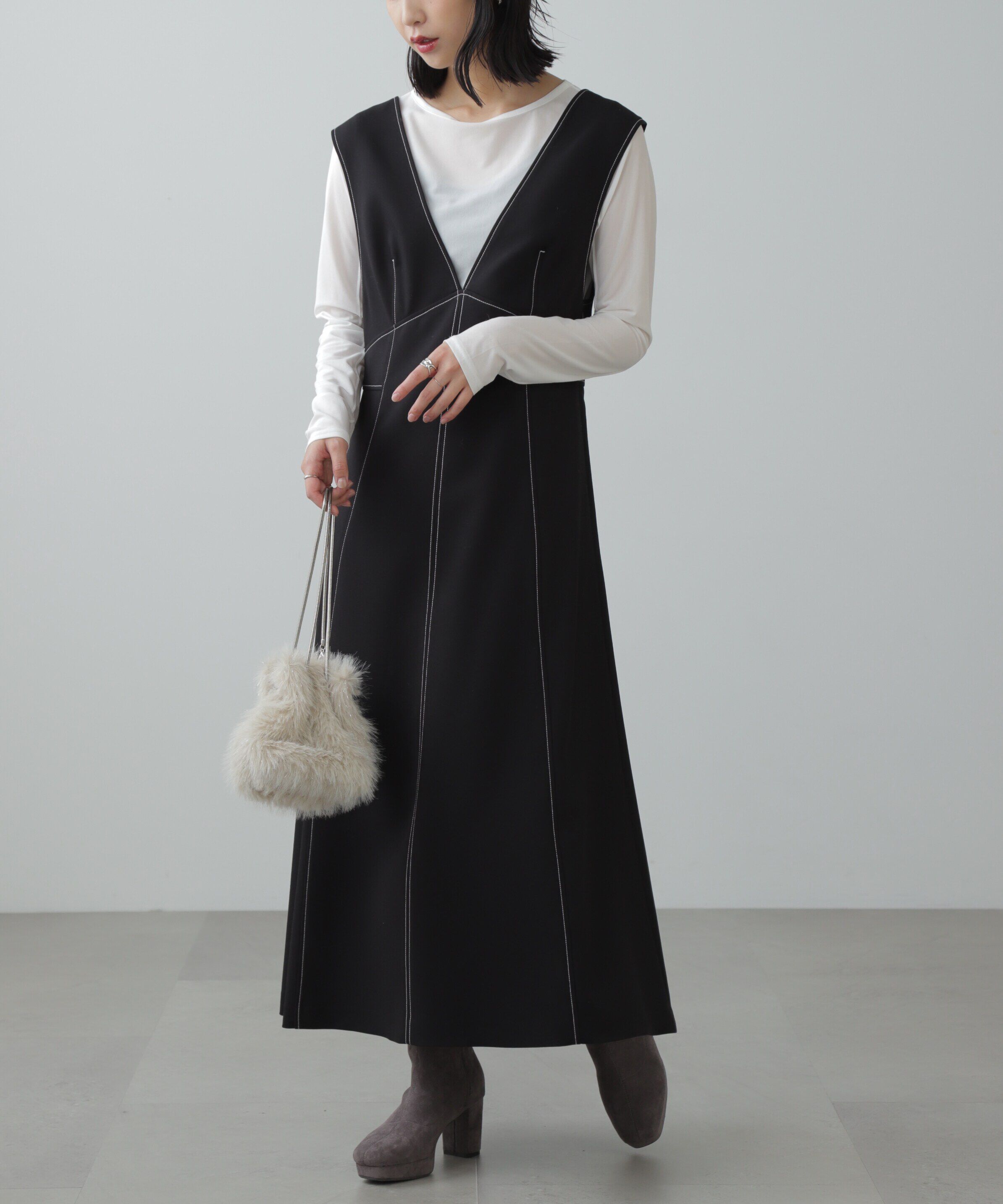  「配色ステッチジャンスカ」|ワンピース|