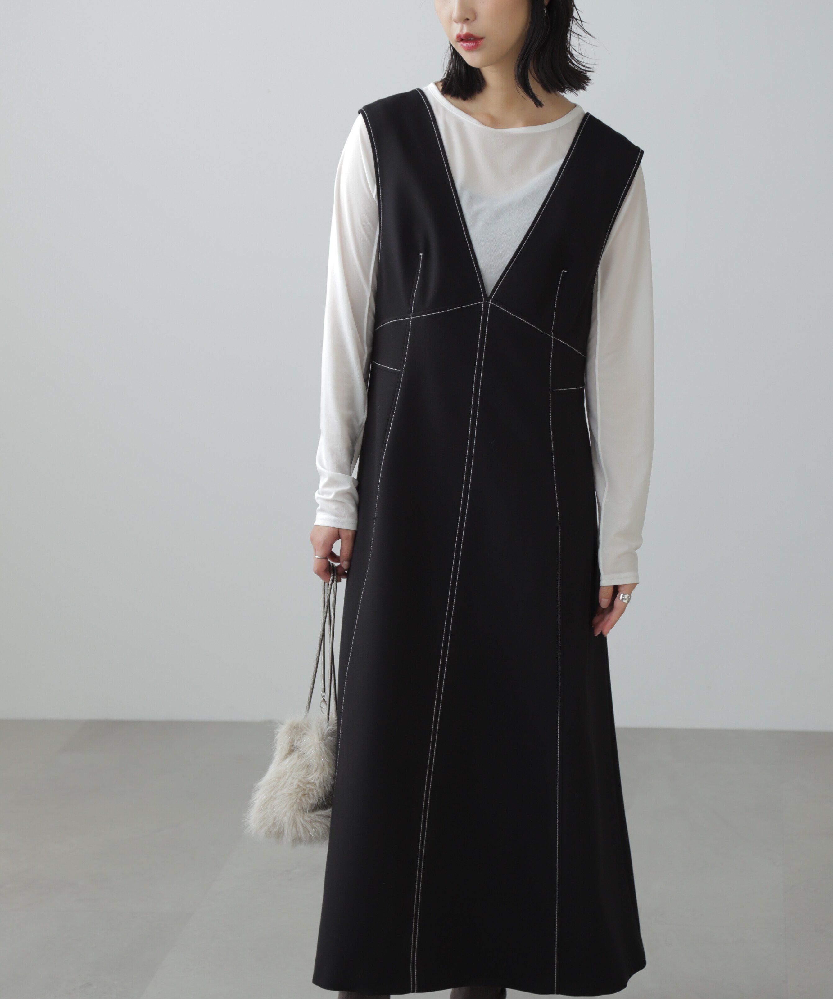  「配色ステッチジャンスカ」|ワンピース|