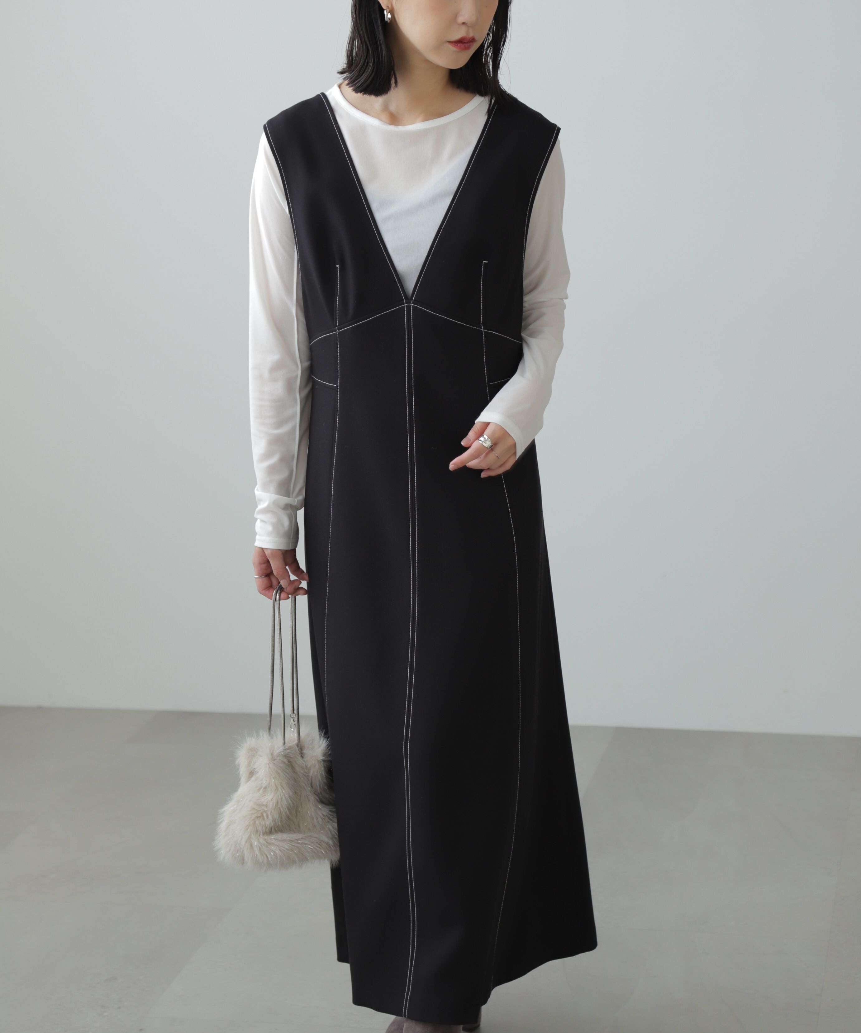  「配色ステッチジャンスカ」|ワンピース|