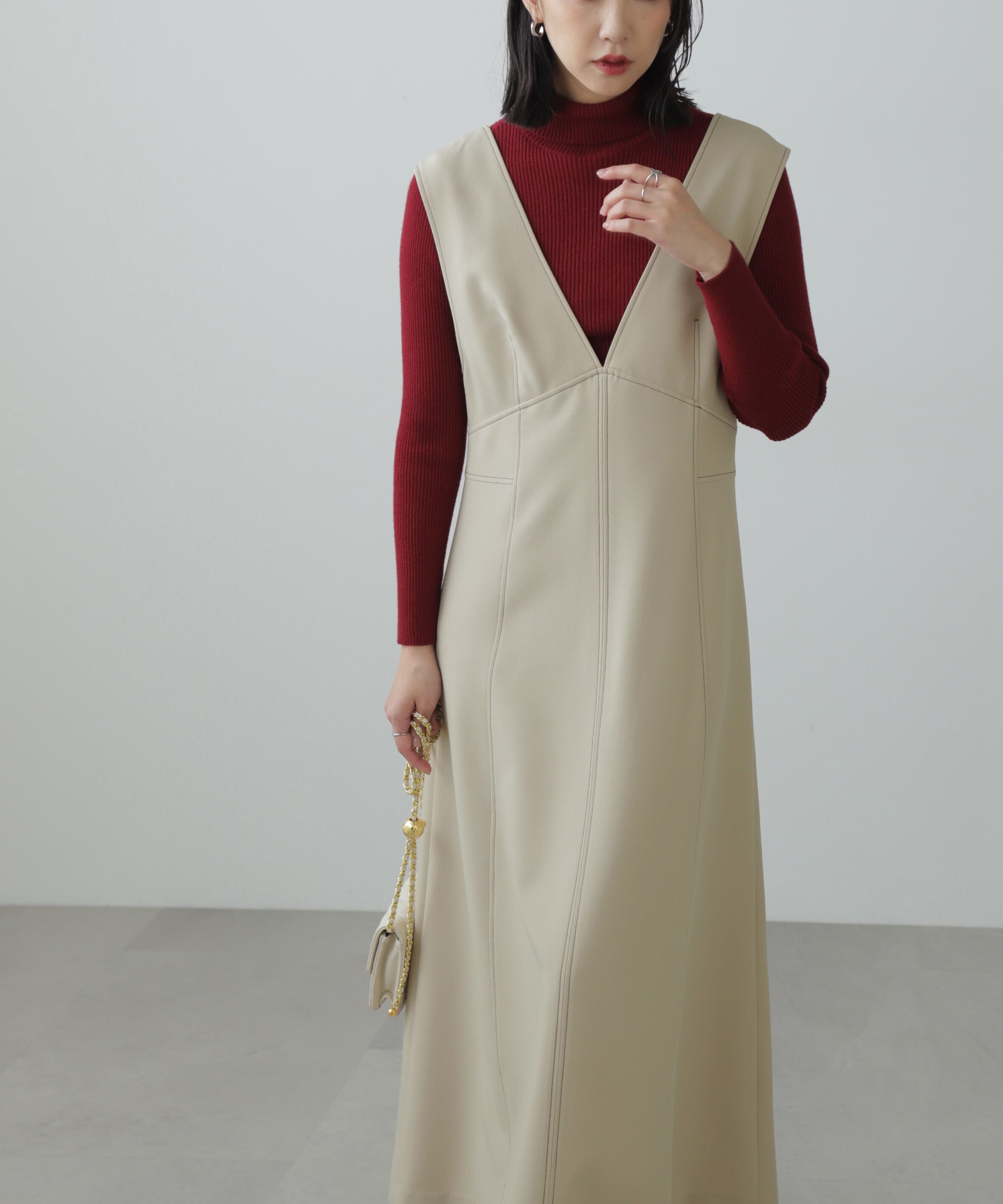  「配色ステッチジャンスカ」|ワンピース|