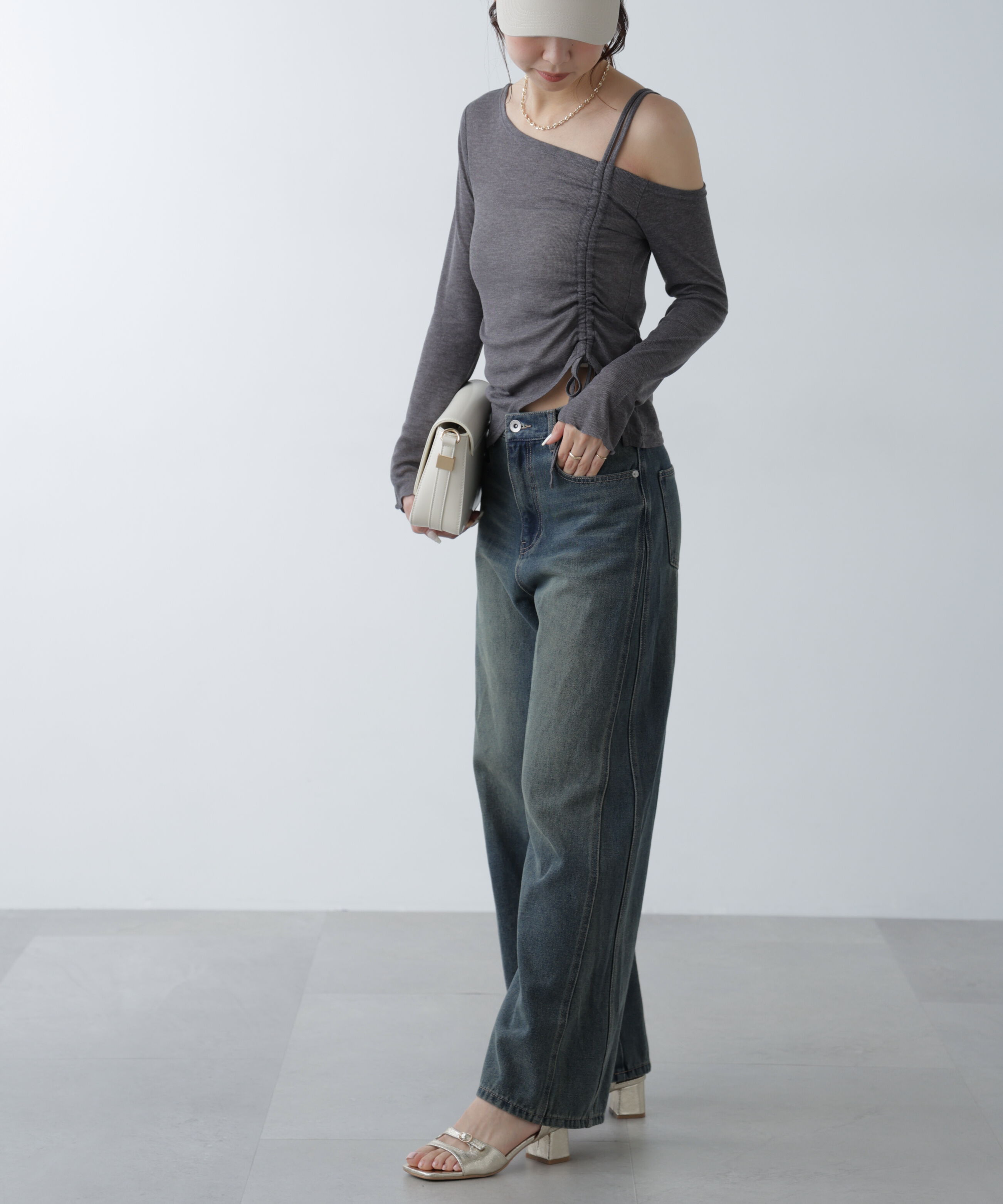  「ワンショルシャーリングテレコカットソー」|Tシャツ・カットソー|