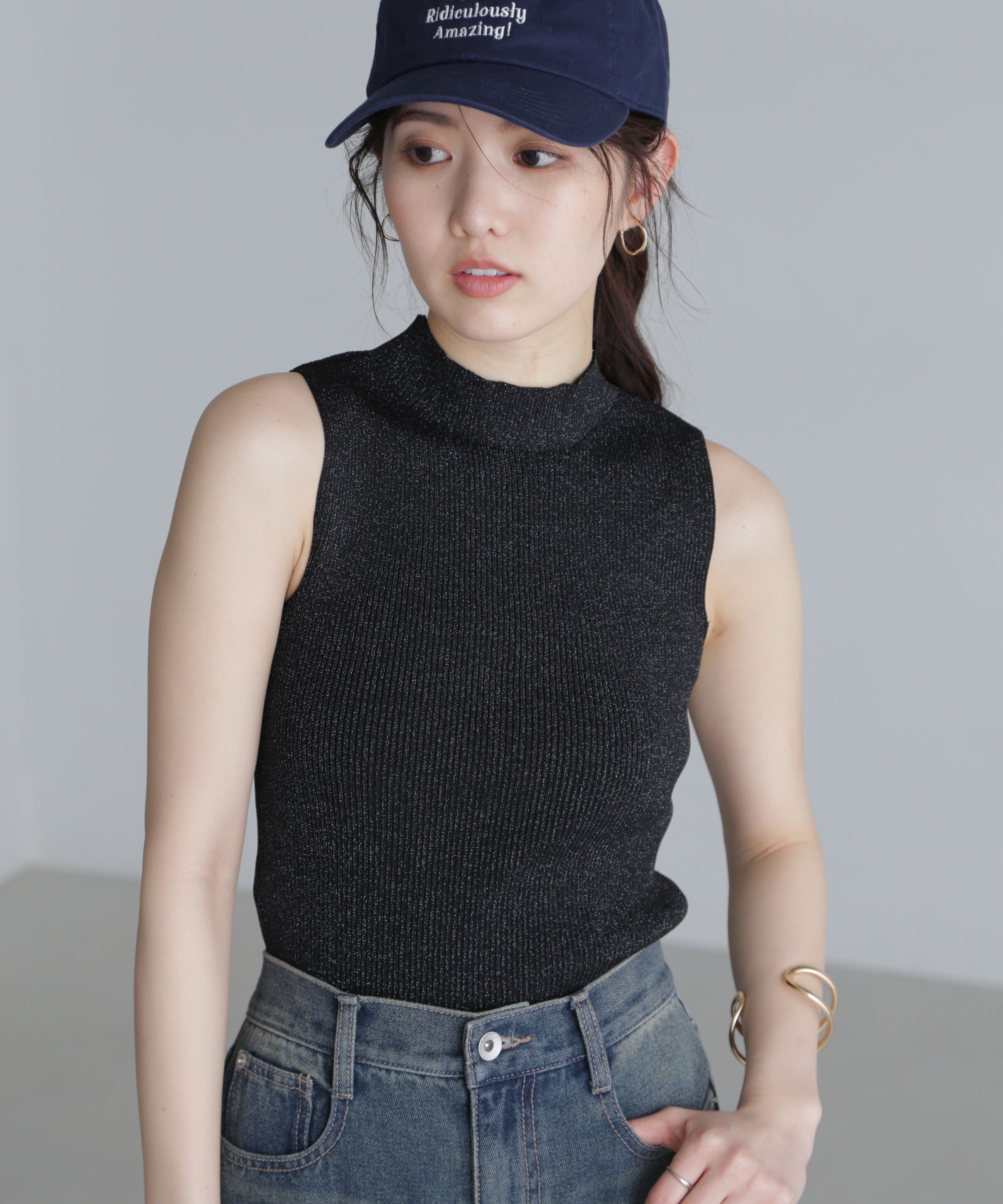  「ラメノースリーブニット」|ニット・セーター|