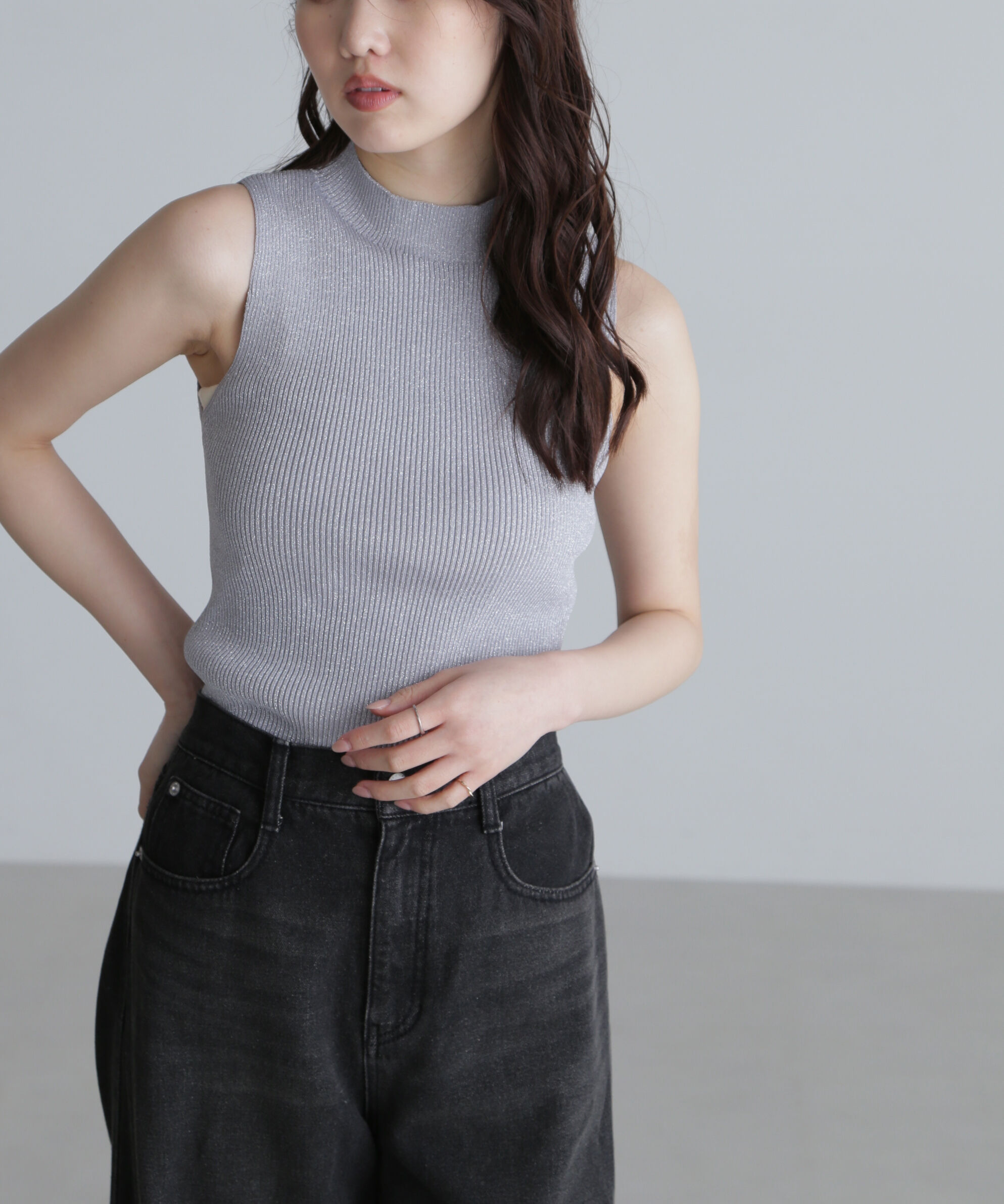  「ラメノースリーブニット」|ニット・セーター|