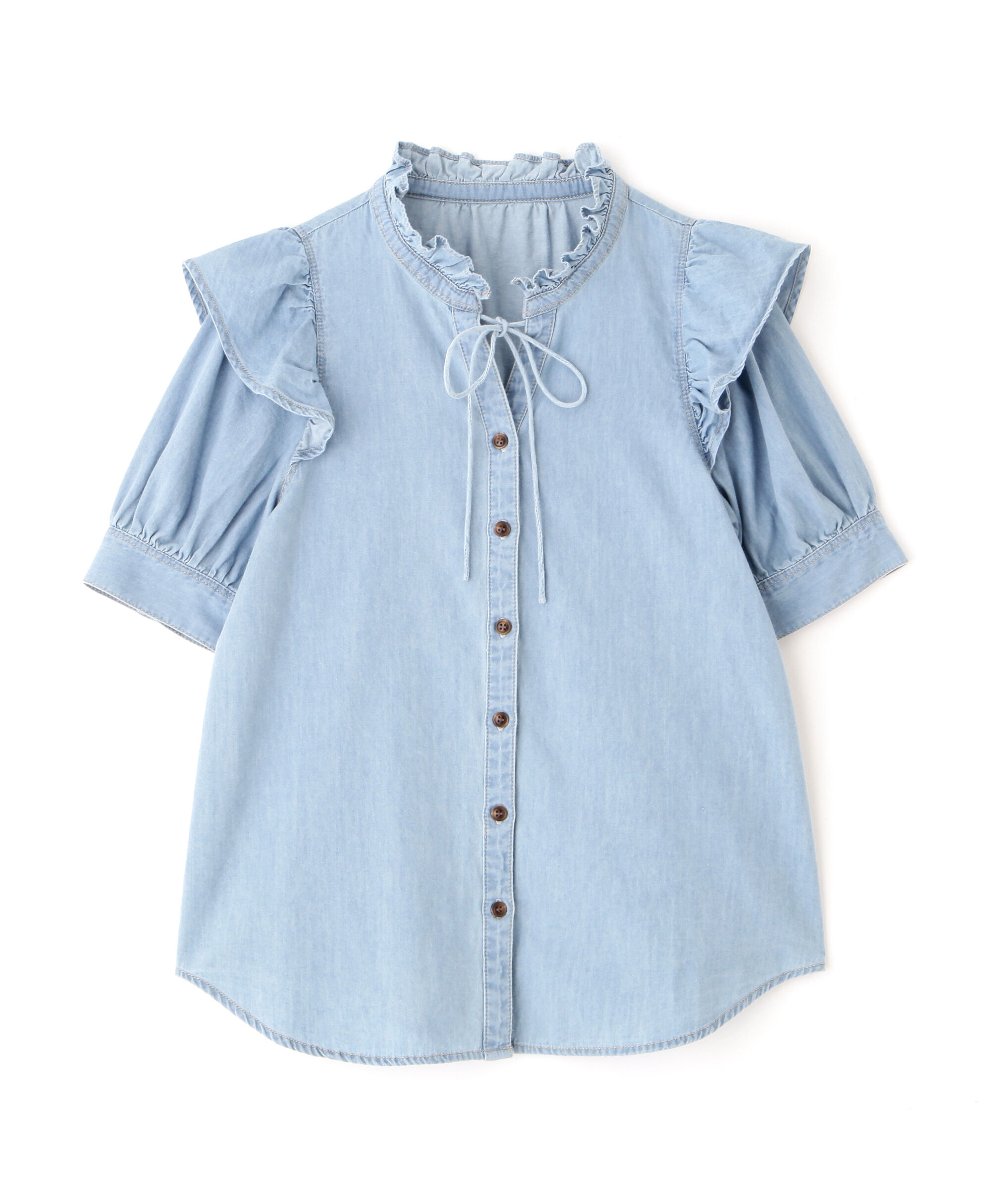  「スタンドフリル半袖ブラウス」|シャツ・ブラウス|