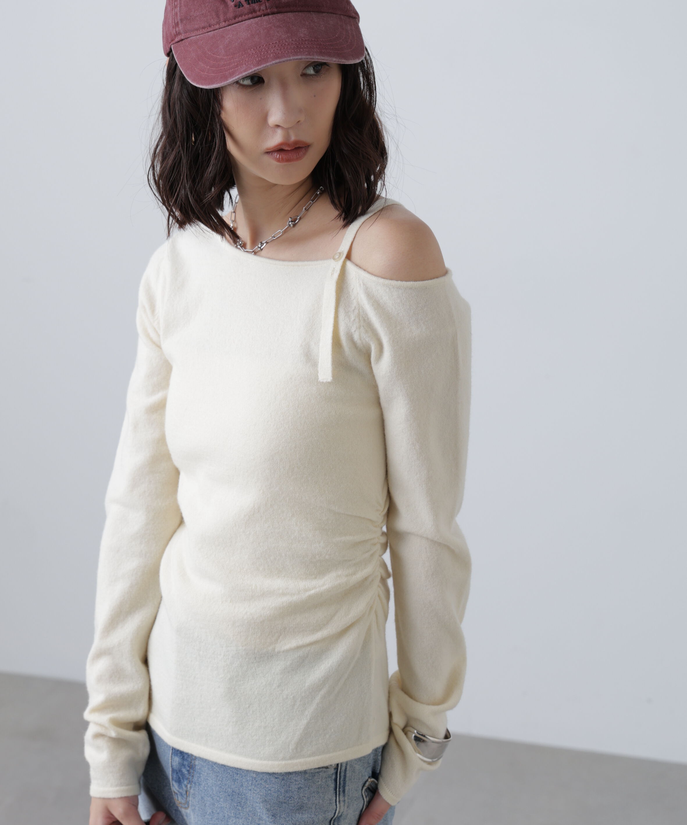  「ワンショルダーストラップニット」|ニット・セーター|